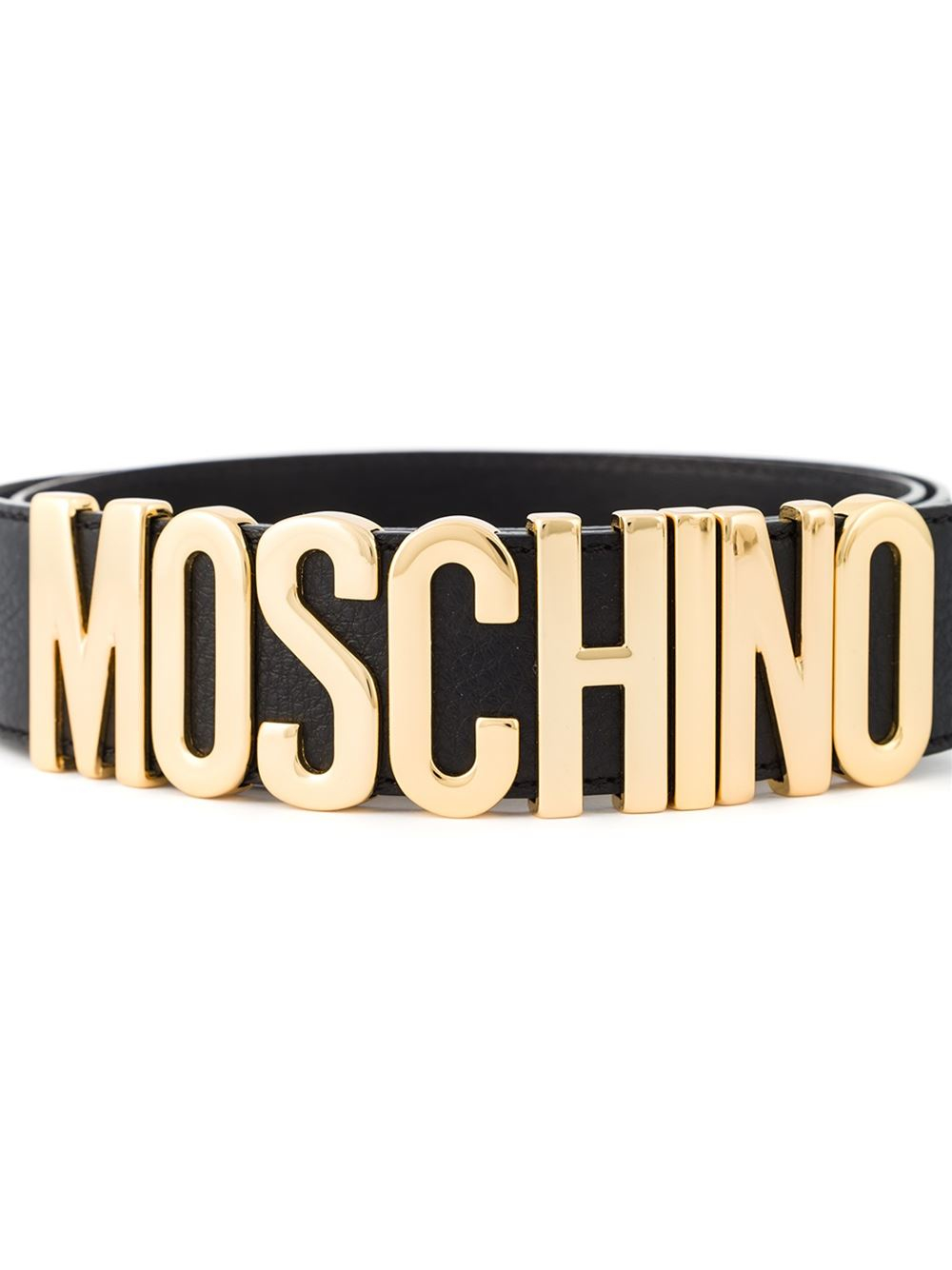 Moschino Logo Plaque Belt in Gold (black) | Lyst
