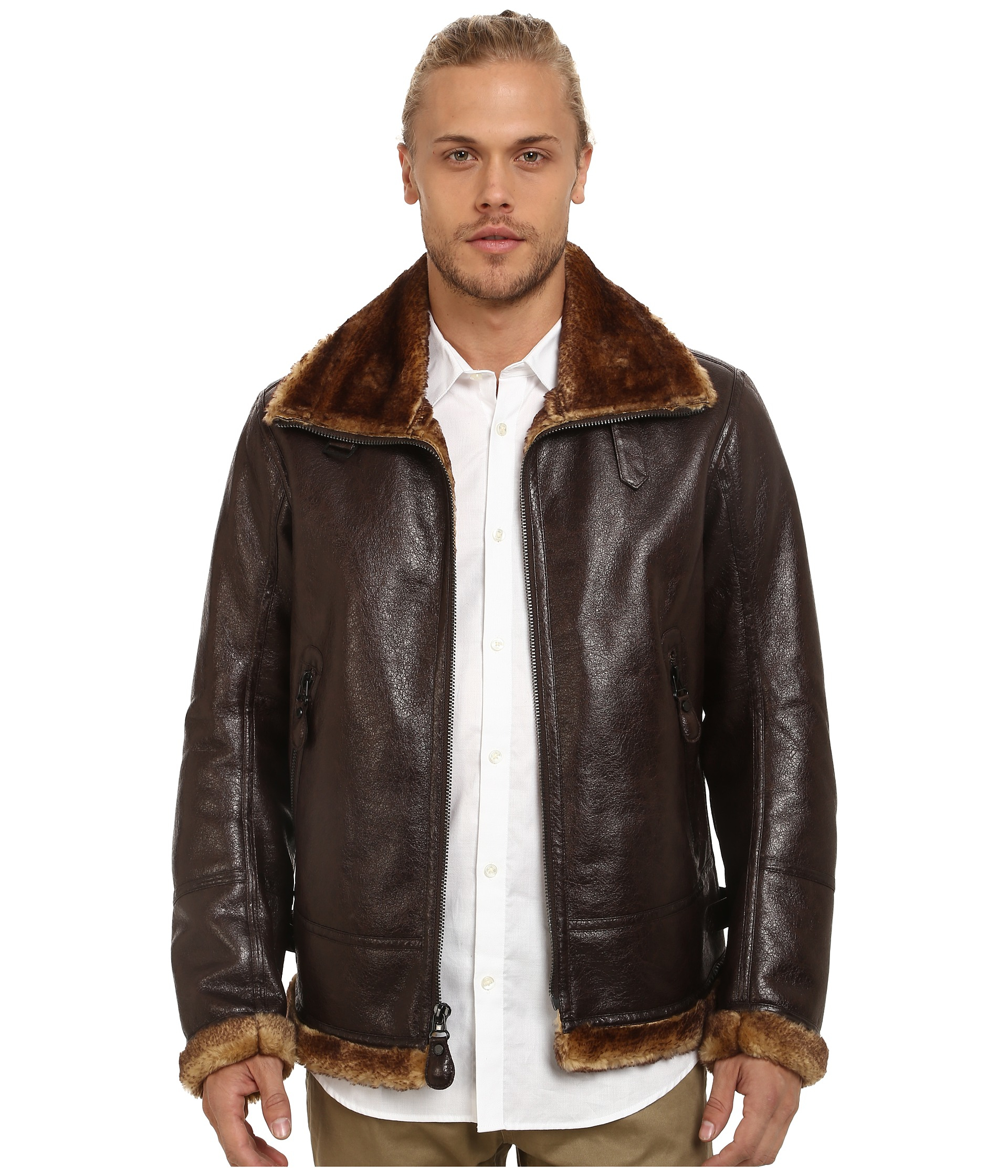 Lyst Marc New York Pilot Faux Shearling Aviator Jacket In Brown Gallery