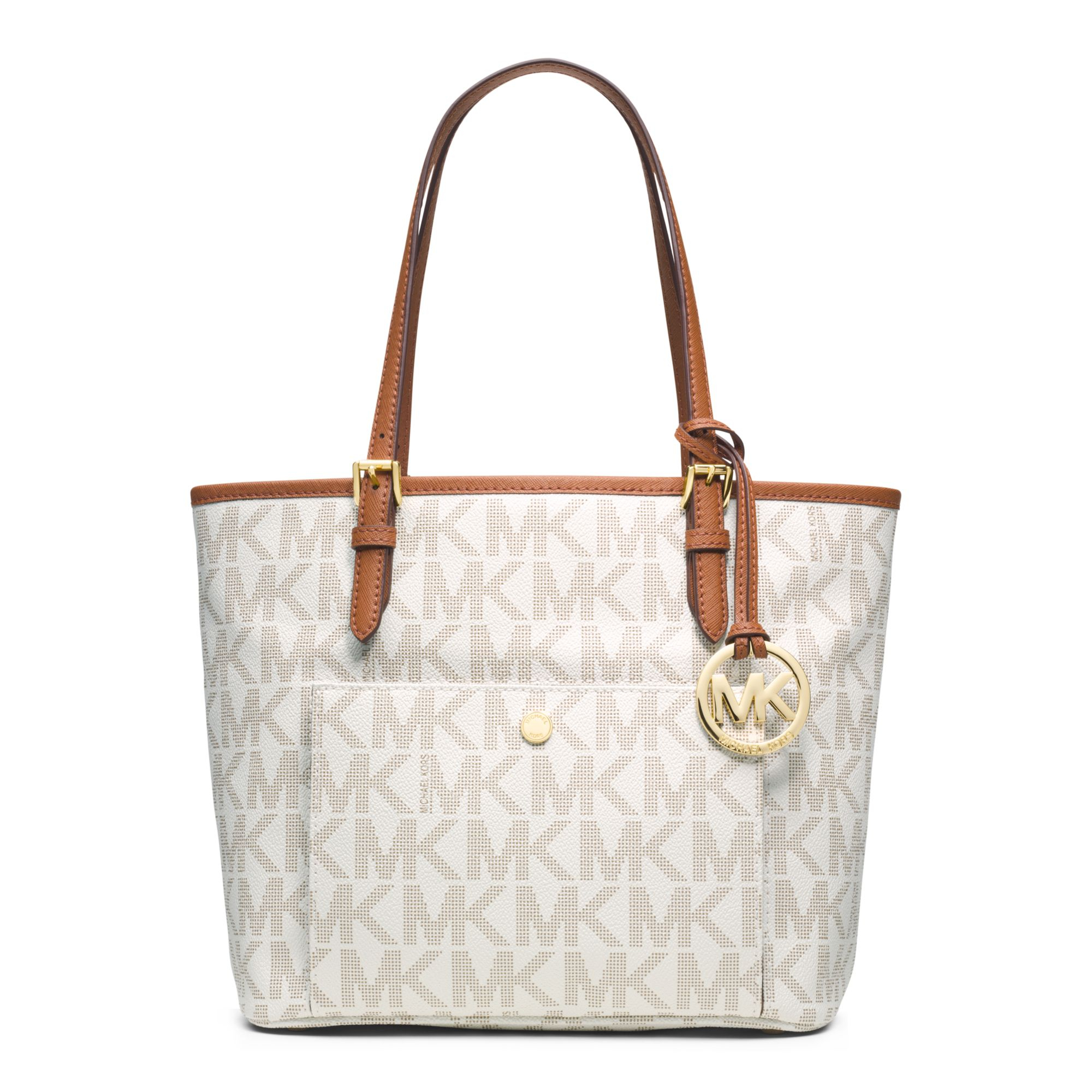 Lyst Michael Kors Jet Set Travel Medium Logo Tote In White Gallery Women S Celine Edge Bag