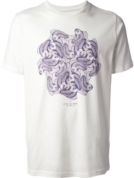 Paul Smith Fish Print Tshirt in White for Men | Lyst