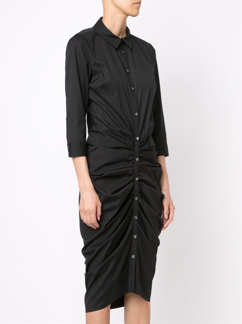 Lyst - Veronica Beard Ruched Shirt Dress in Black