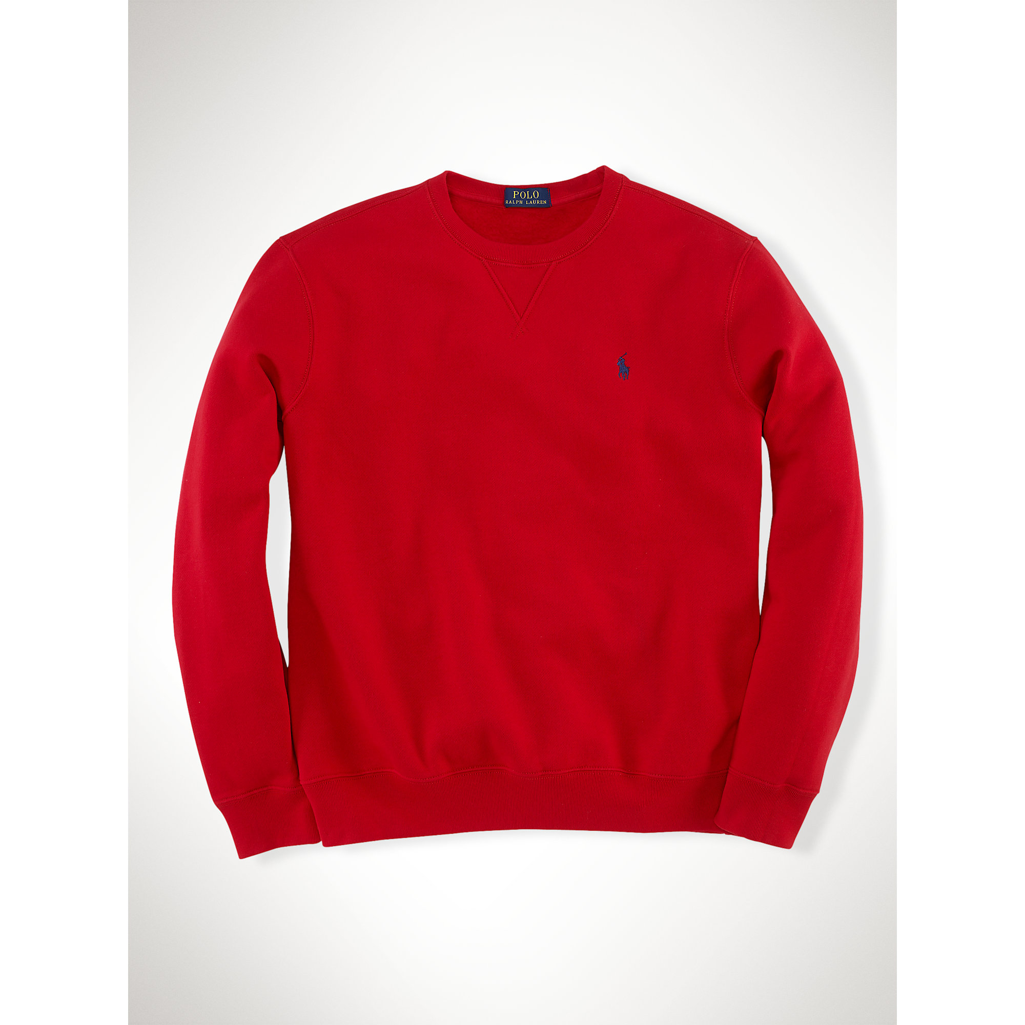 Ralph lauren Fleece Crewneck Sweatshirt in Red for Men | Lyst