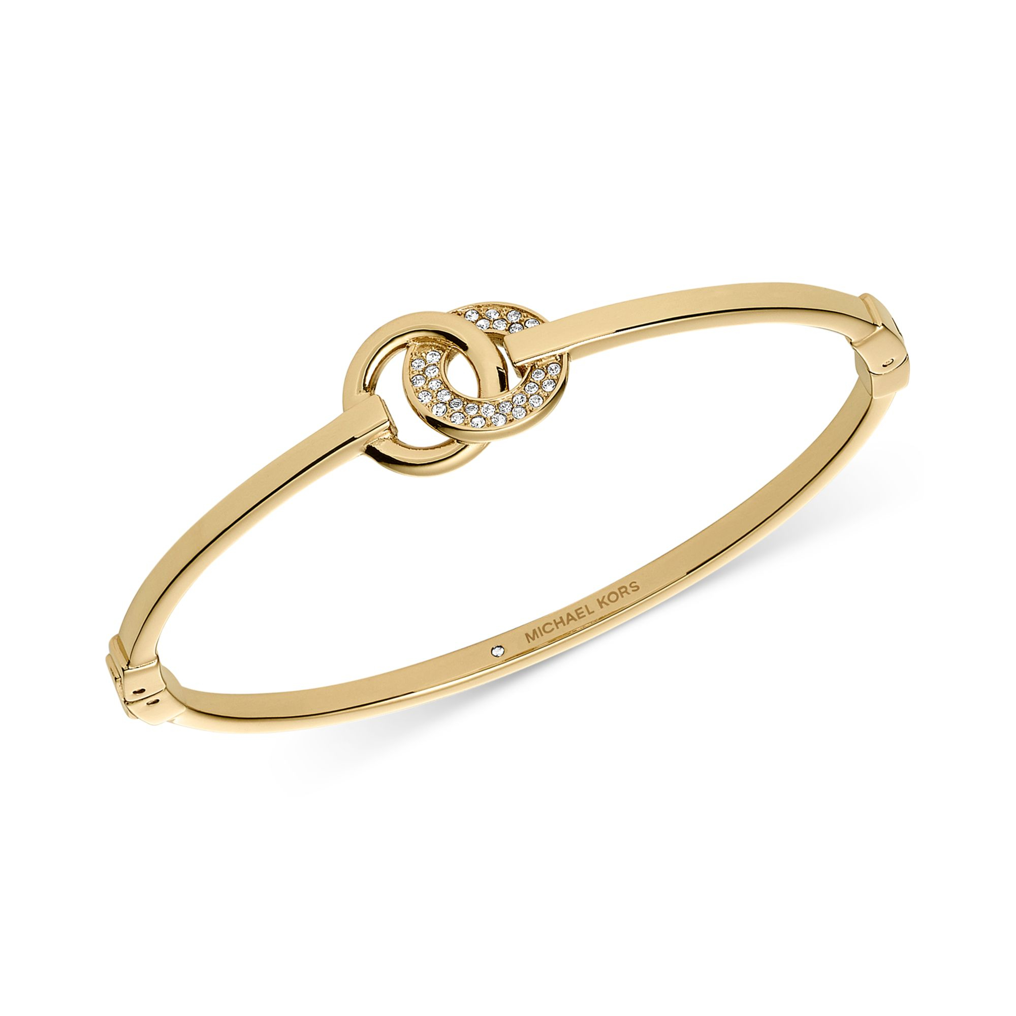 Michael Kors Goldtone Crystal Pavè Interlock Ring Bangle Bracelet in ...