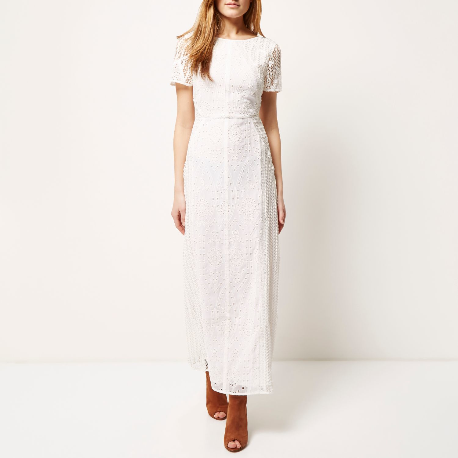 river island cream spot dress