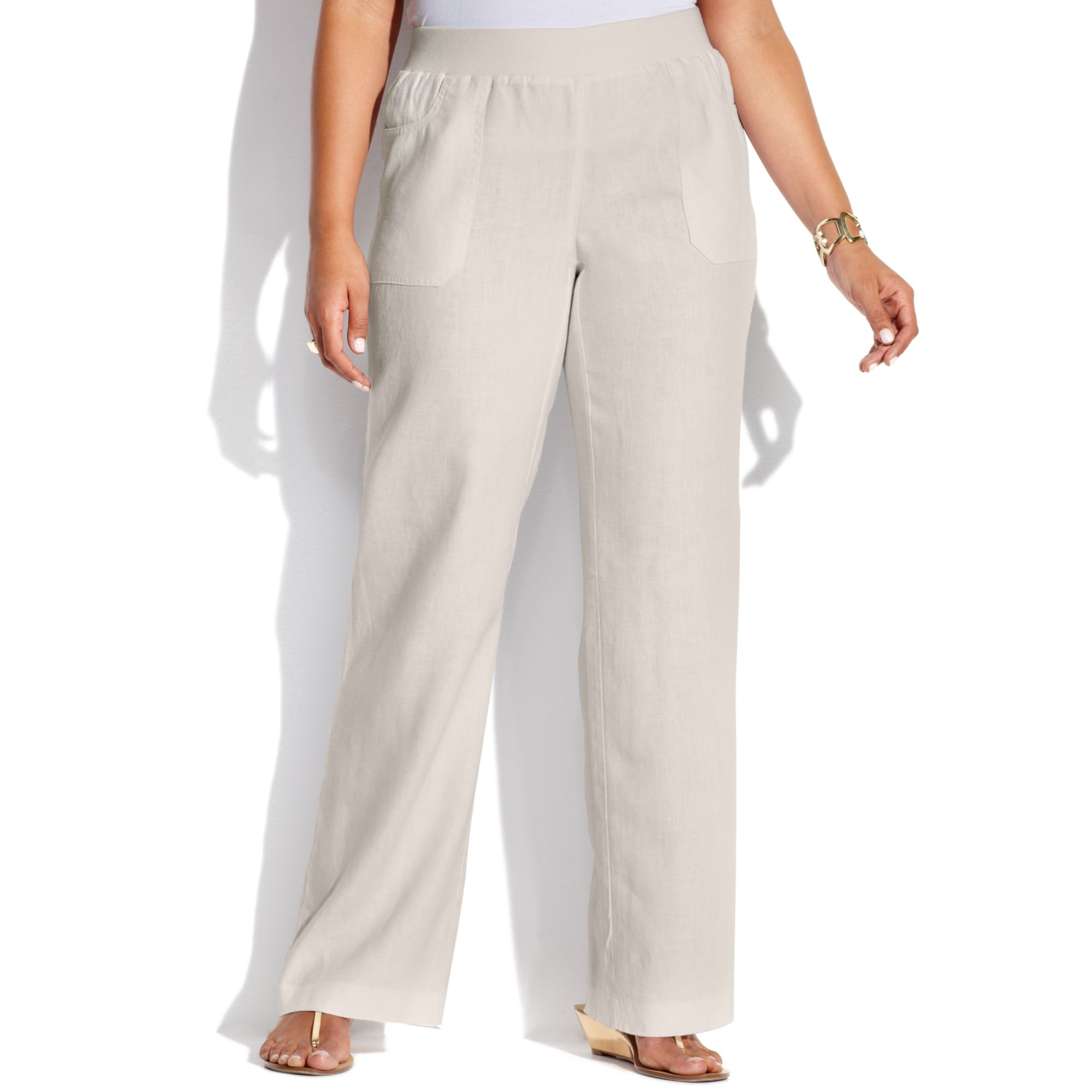 Inc international concepts Plus Size Wideleg Linen Pants in Natural | Lyst