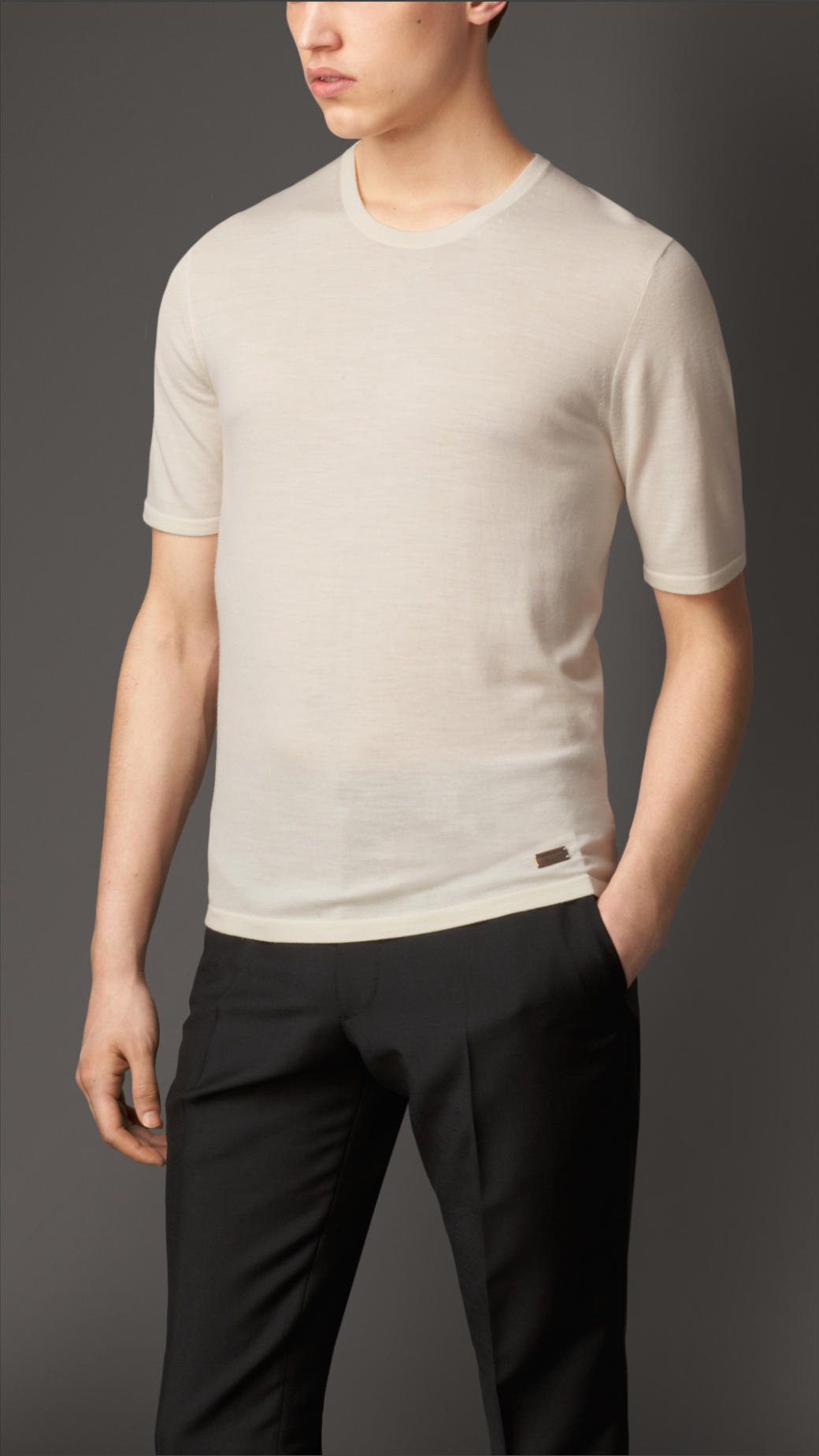 Lyst - Burberry Merino Wool T-Shirt in White for Men