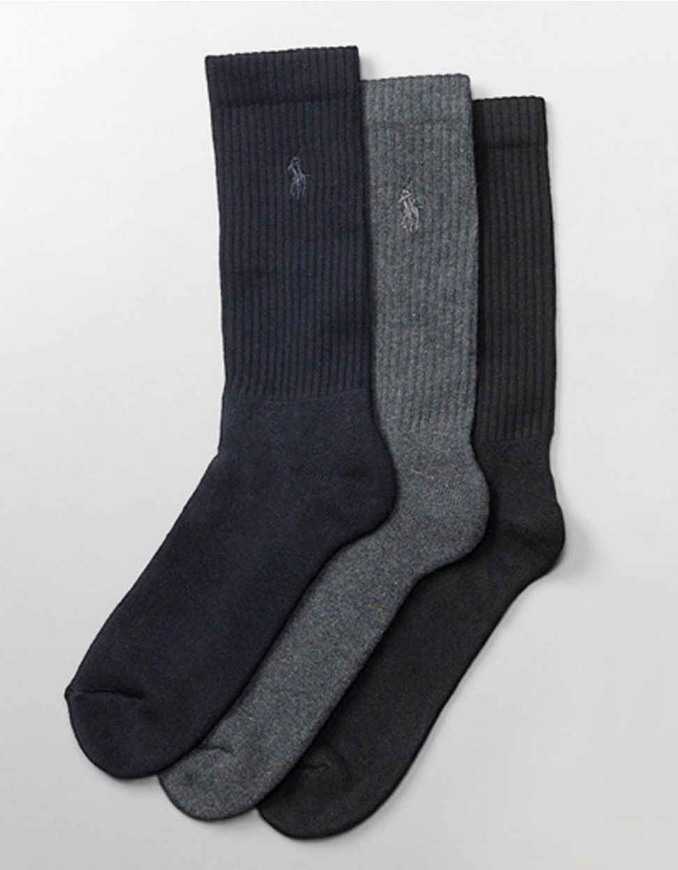 Polo ralph lauren 3-pack Ribbed Cushion Socks in Black for Men ...