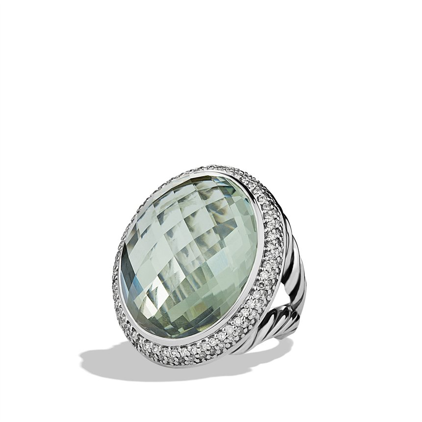 David yurman Dy Signature Oval Ring with Prasiolite and Diamonds in