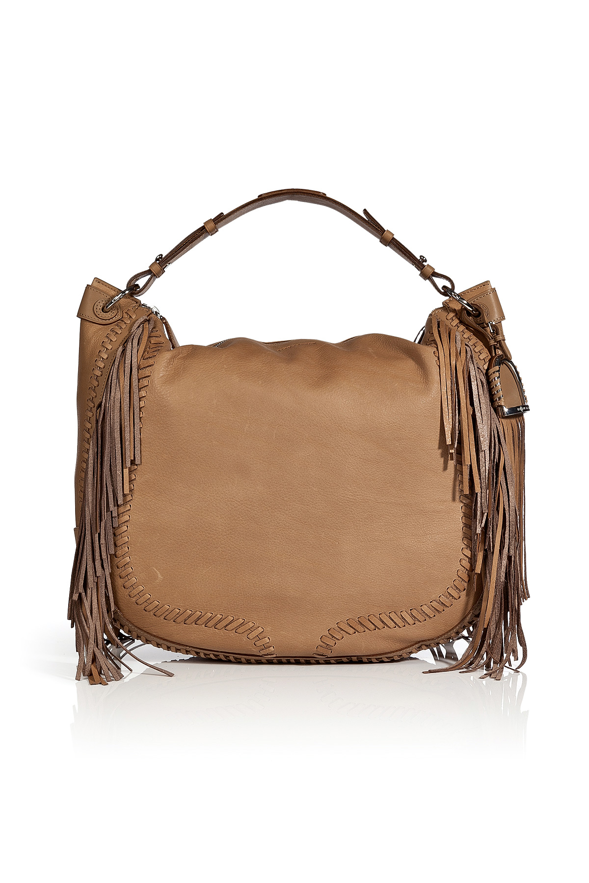Ralph Lauren Collection Leather Whipstitch Hobo with Fringe Trim in ...