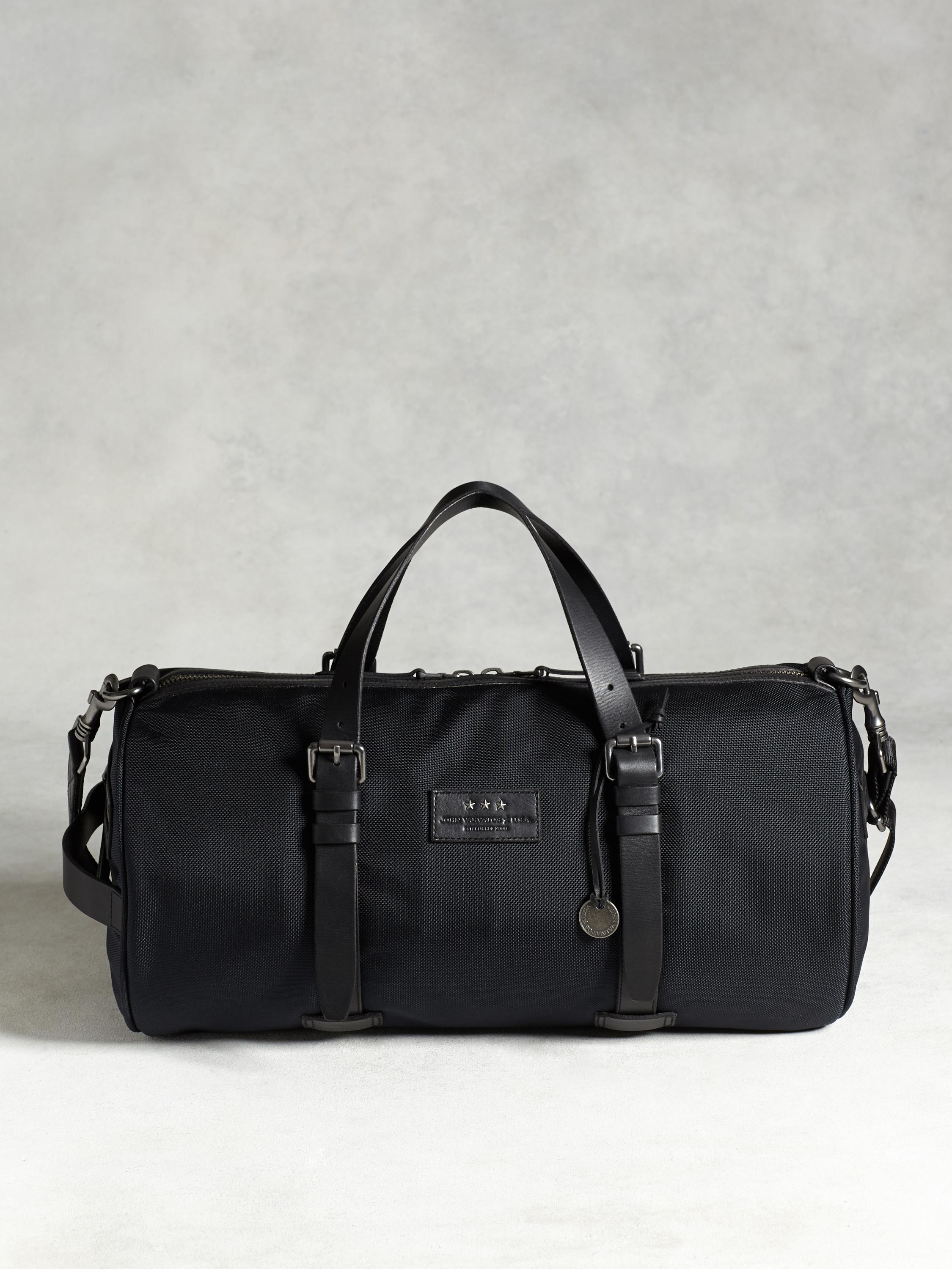 John Varvatos black gray HANDLE DUFFLE WEEKENDER TRAVEL OVERNIGHT HANDBAG GYM