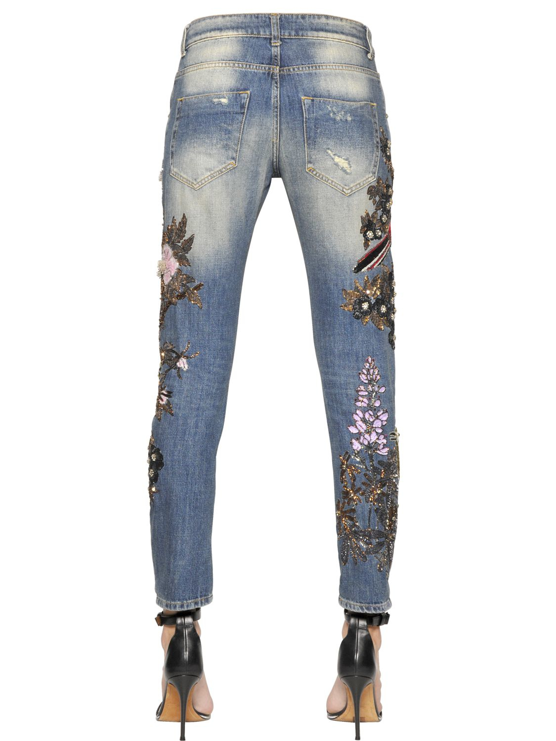 Lyst - Amen Couture Embellished Cotton Denim Jeans in Blue