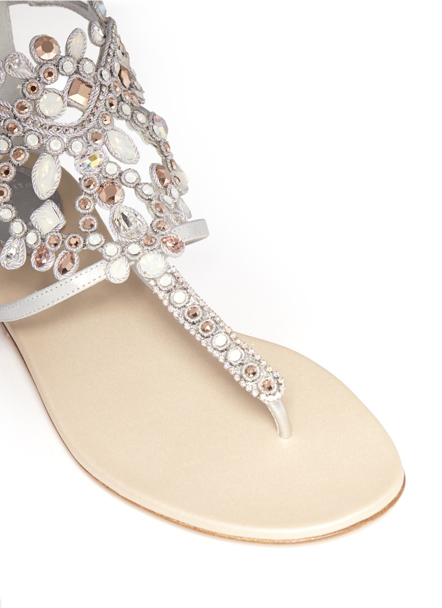 Lyst Rene Caovilla Crystal Embellished Flat Sandals in Lyst Rene Caovilla Crystal Embellished Flat Sandals in