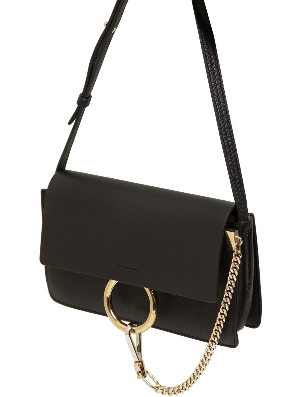 Chlo Small Faye Grained \u0026amp; Smooth Leather Bag in Black | Lyst  
