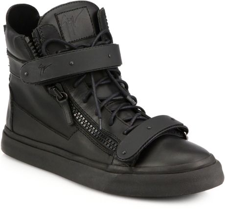 Giuseppe Zanotti Matte Double-bar High-top Sneakers in Black for Men | Lyst