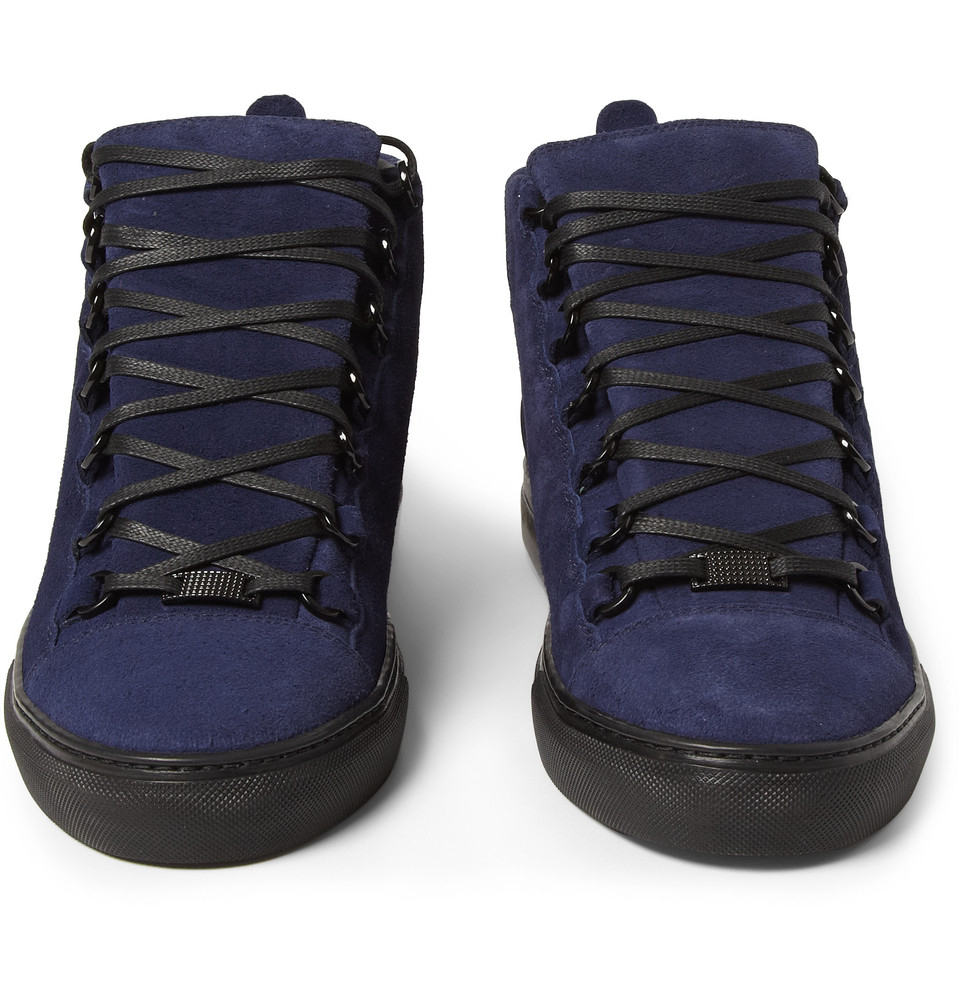 Lyst Balenciaga Arena Suede High Top Sneakers In Blue For Men 8321