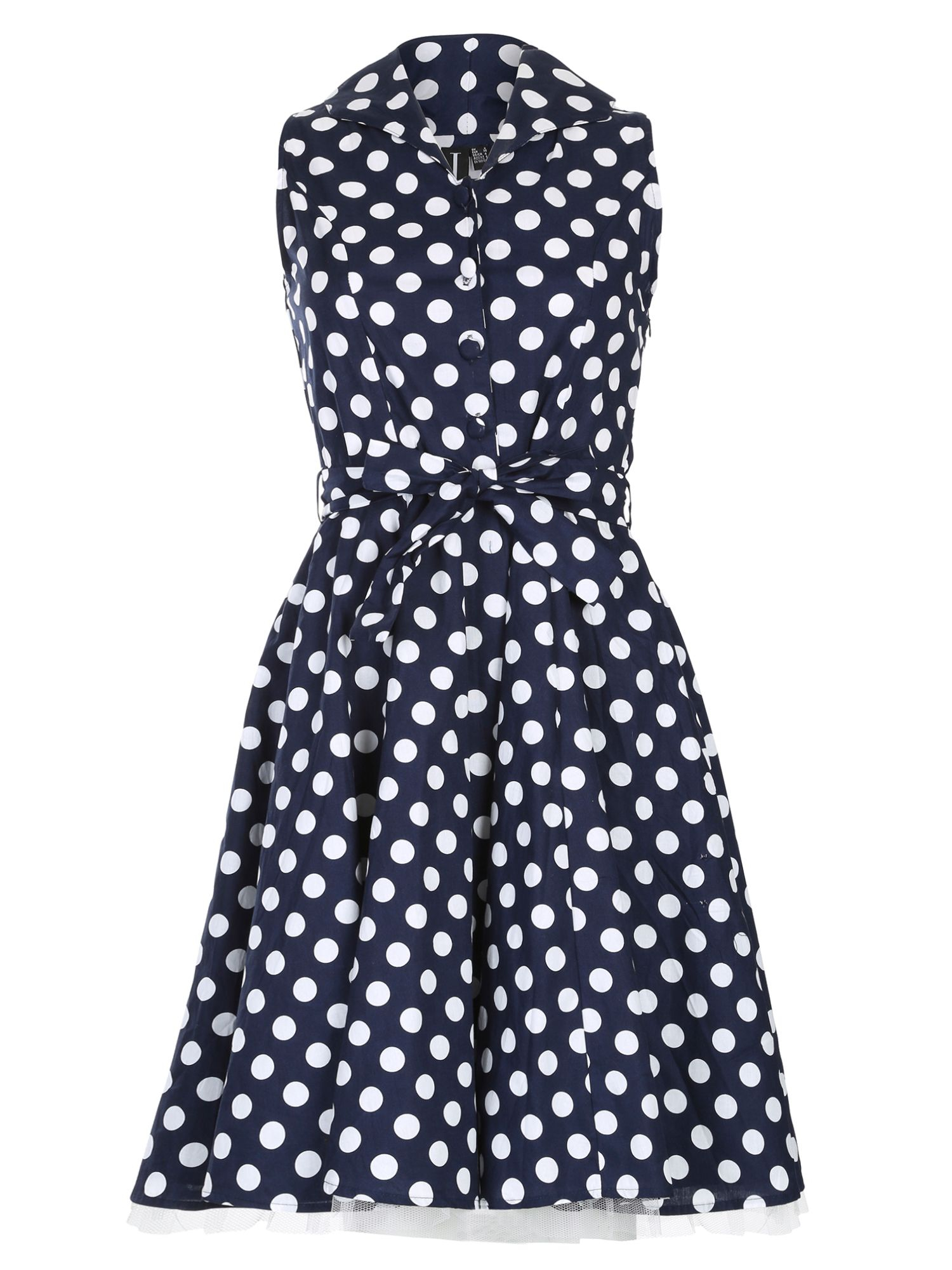 Izabel London Polka Dot Mesh Dress in Blue (Navy) | Lyst