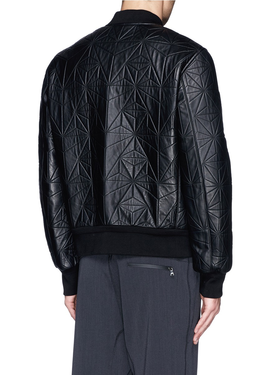 Neil Barrett Quilted Prism Leather Bomber Jacket In Black For Men Lyst 