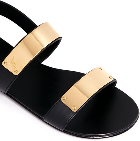 Giuseppe Zanotti Double Strap Leather Sandals in Gold for Men (Black ...