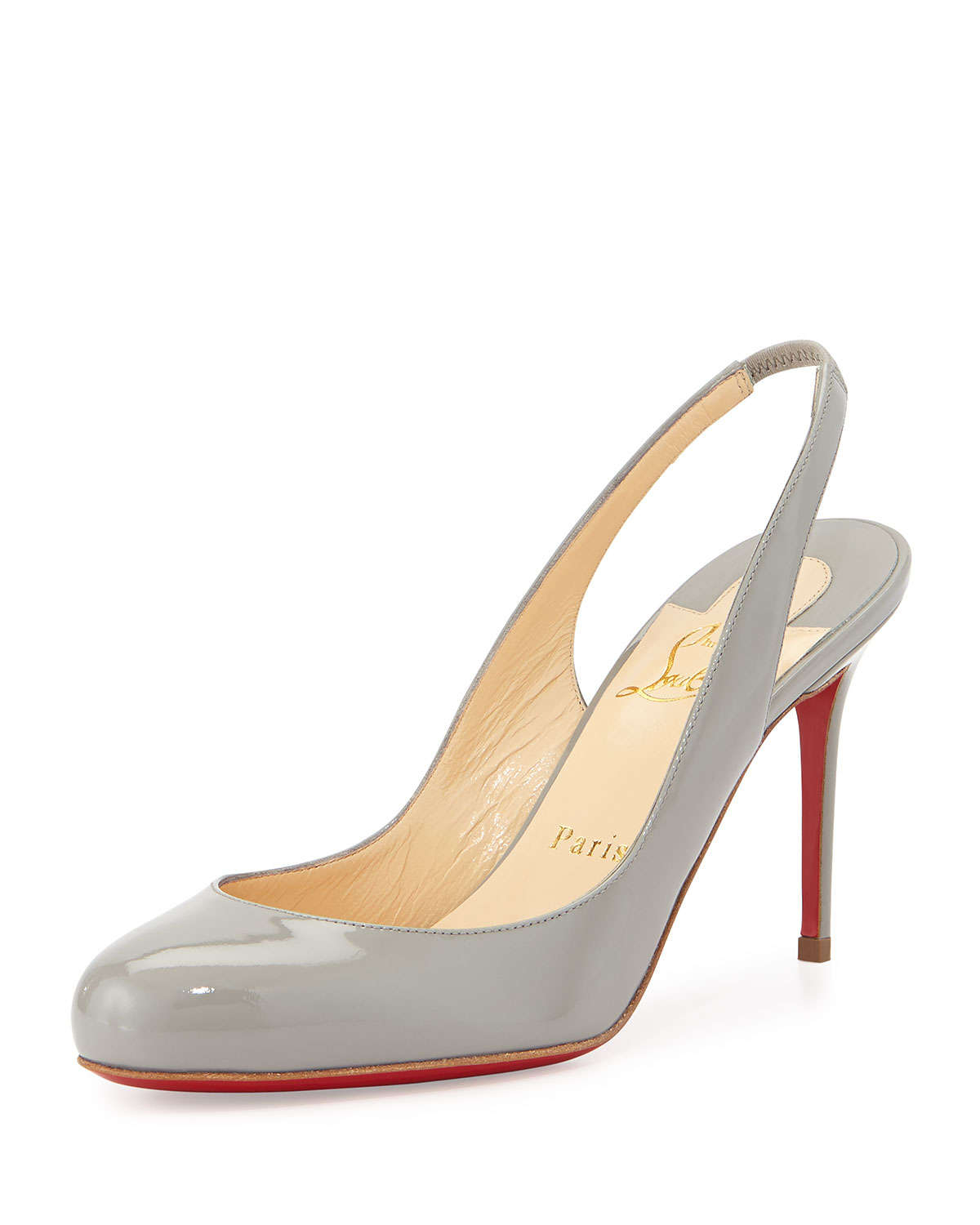 Christian louboutin Fifi Patent Slingback Red Sole Pump in Gray | Lyst  