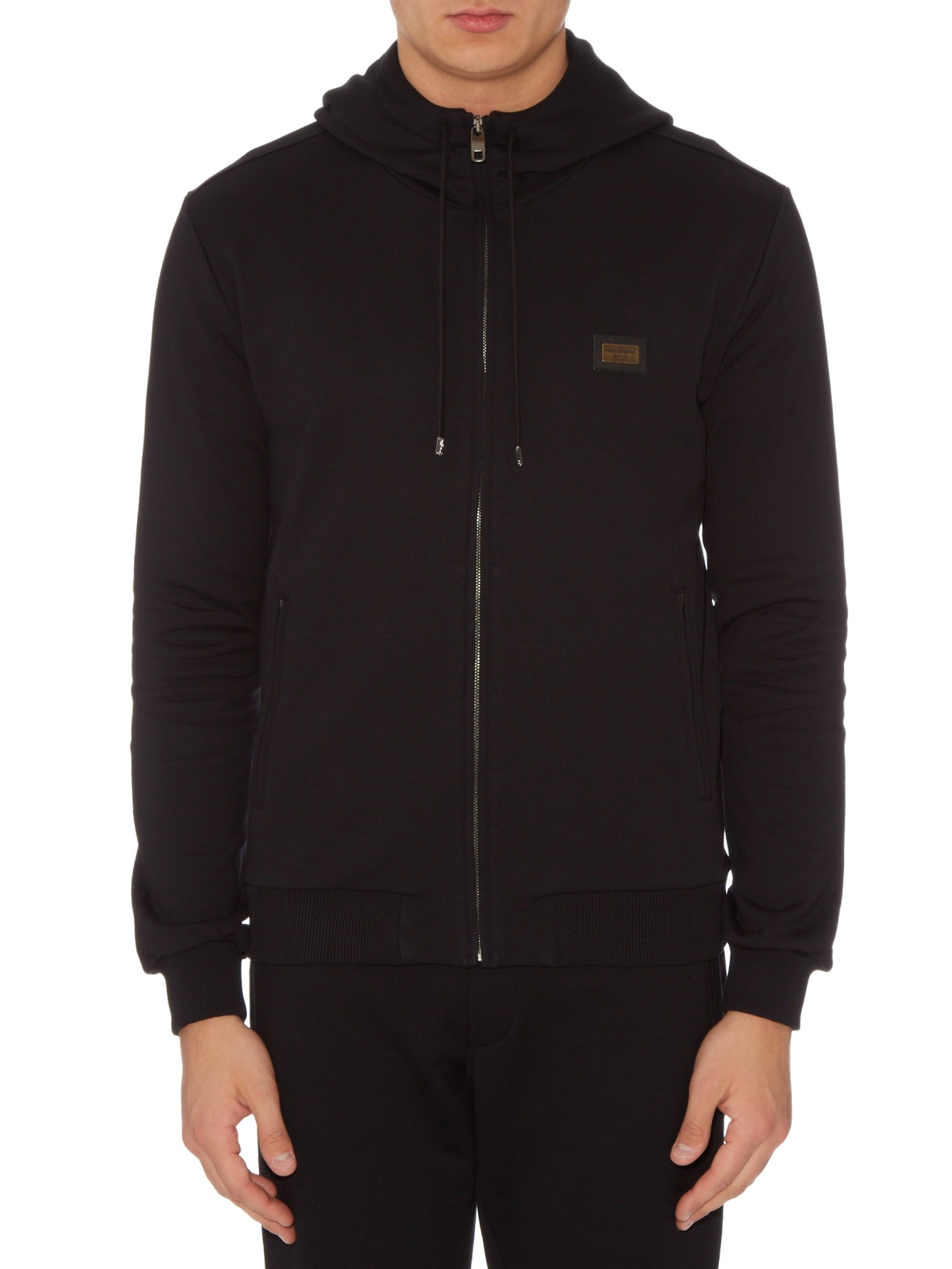 Lyst - Dolce & Gabbana Zip-up Hooded Cotton-jersey Sweater in Black for Men