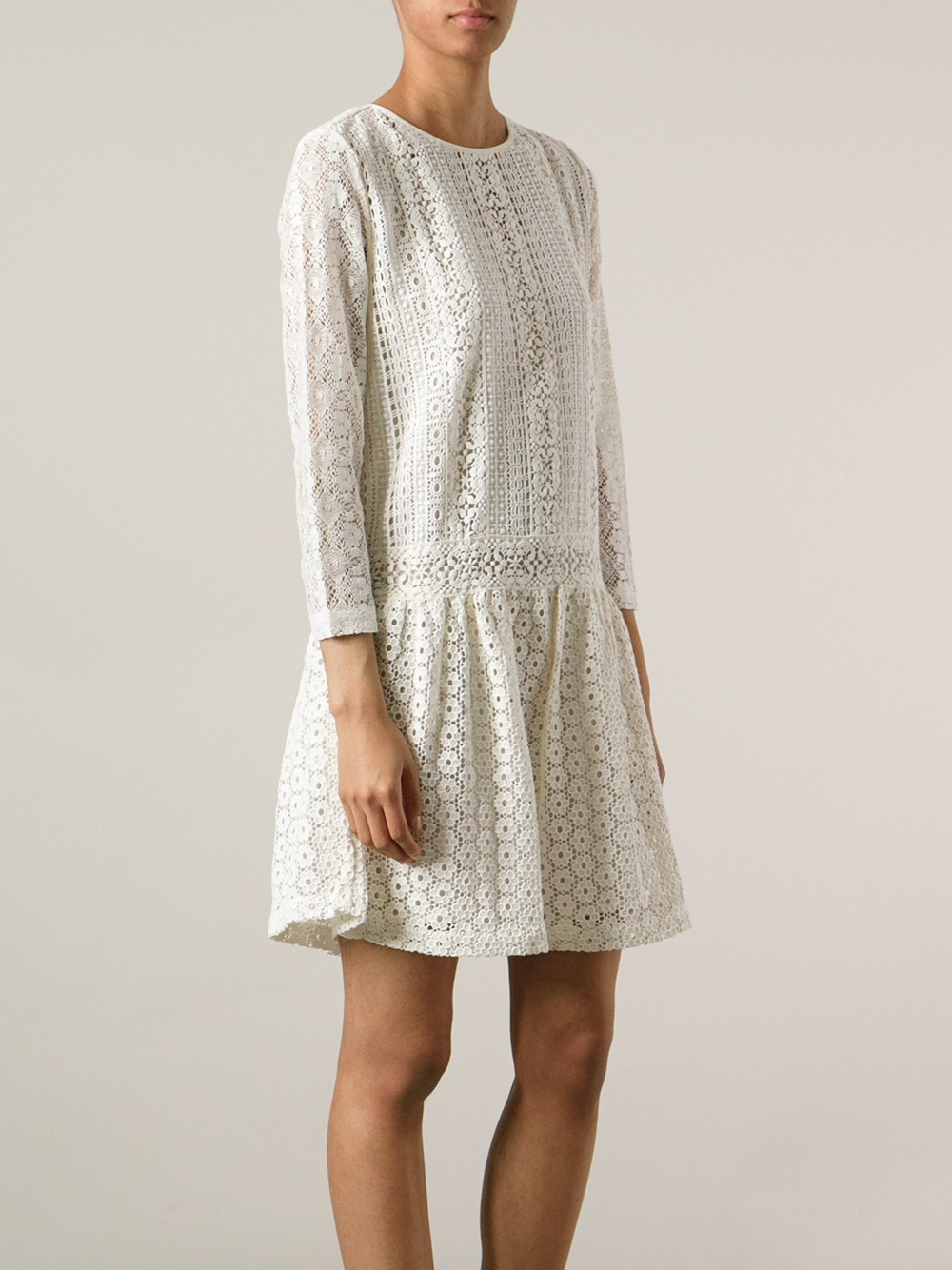 Lyst Vanessa Bruno Athé Lace Dress In White Gallery