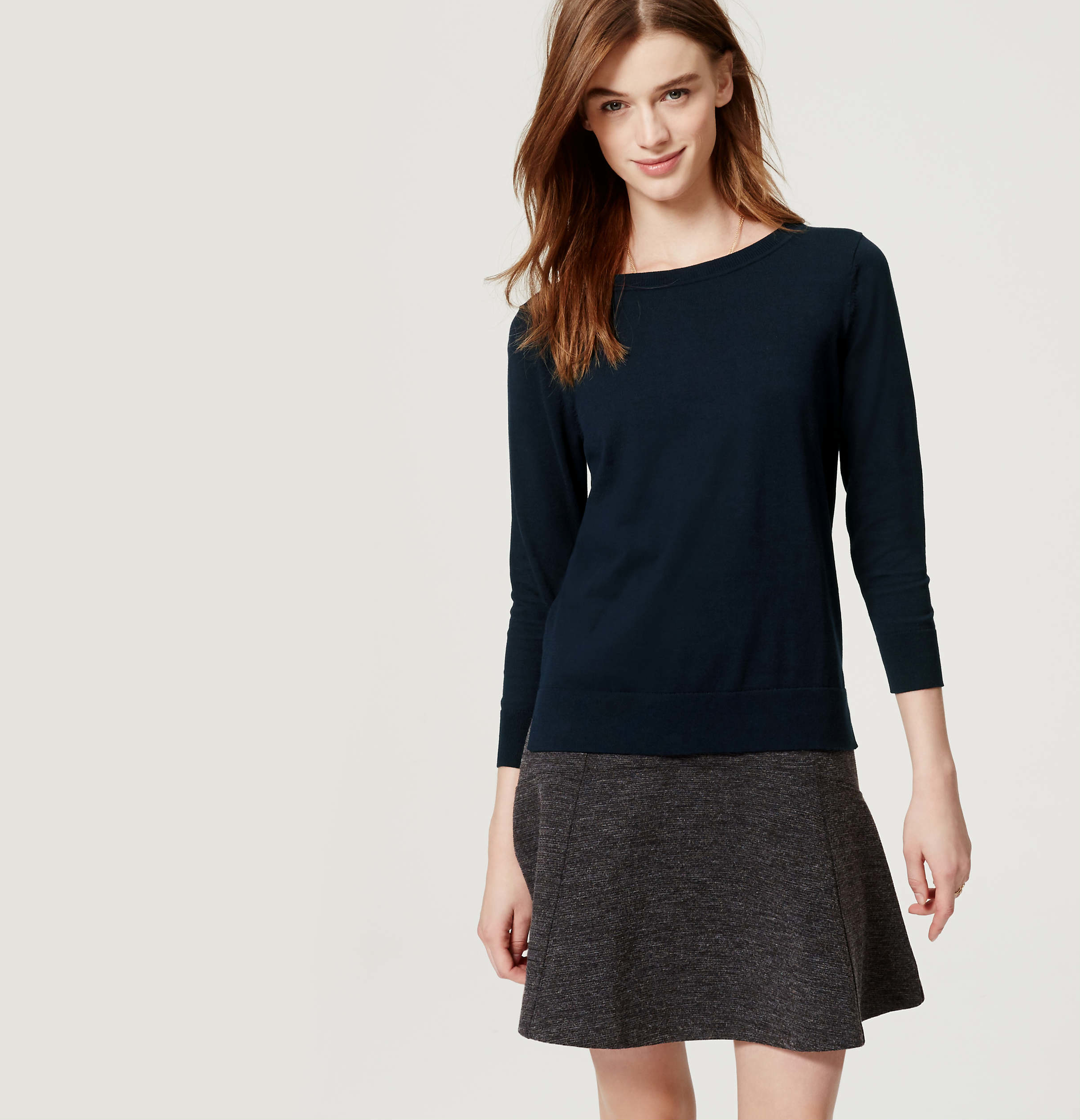 loft signature 3 4 sleeve sweater in blue lyst loft signature 3 4 sleeve sweater in blue lyst