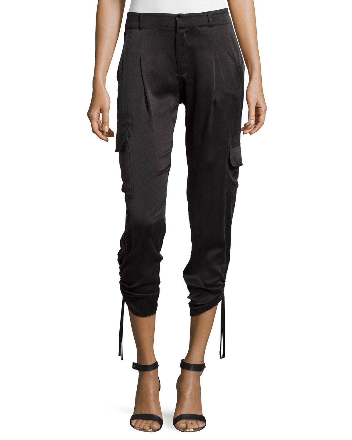 Parker Silk Cargo Capri Pants in Black | Lyst