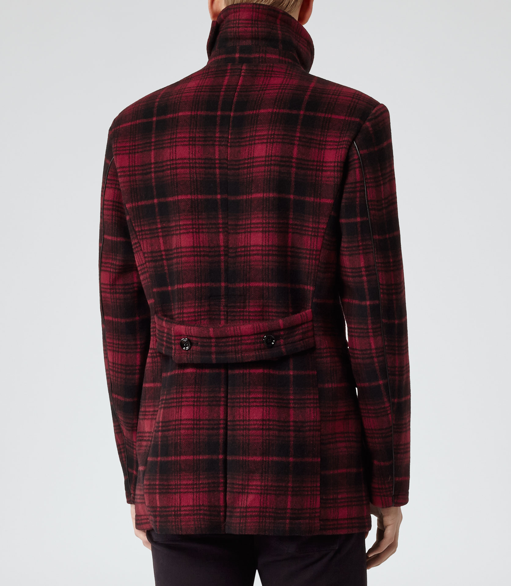 Lyst - Reiss Redwood Check Pea Coat in Red for Men