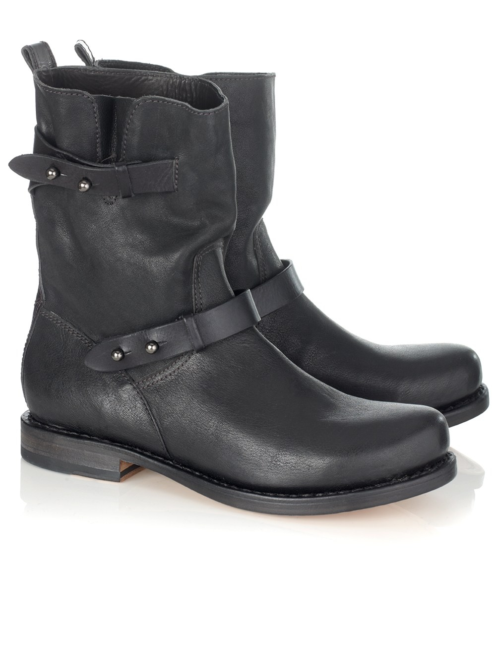 Rag & bone Black Leather Moto Boots in Black | Lyst