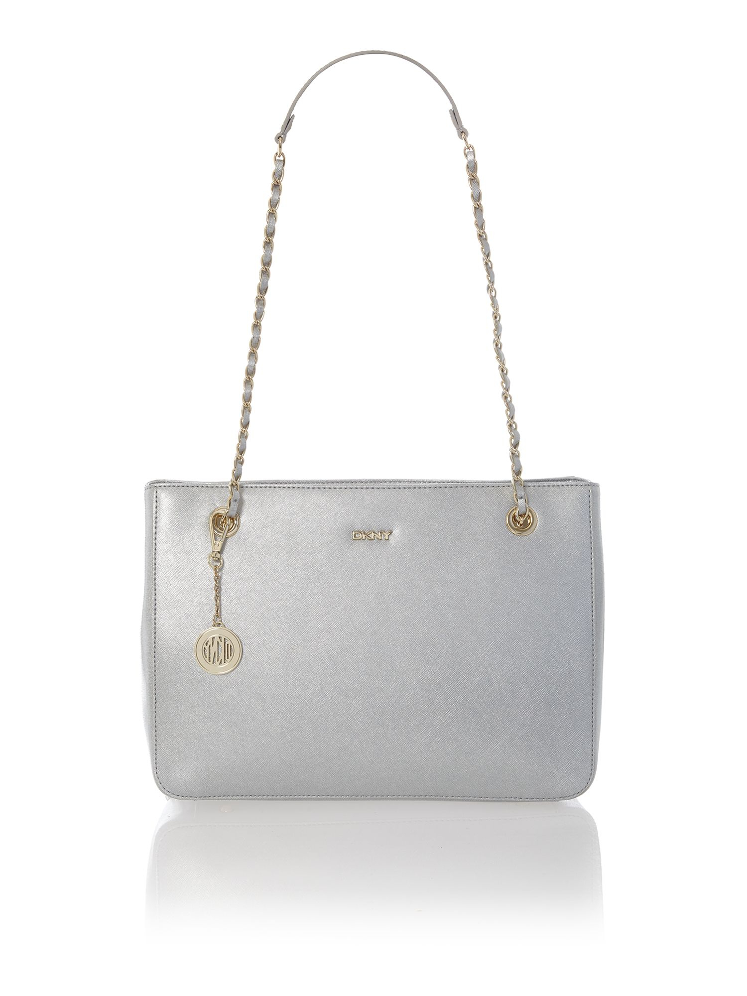 Dkny Saffiano Silver Medium Chain Tote Bag in Silver Lyst