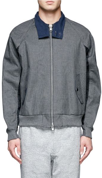 Sacai Houndstooth Cotton Zipup Jacket in Gray for Men (Grey) | Lyst