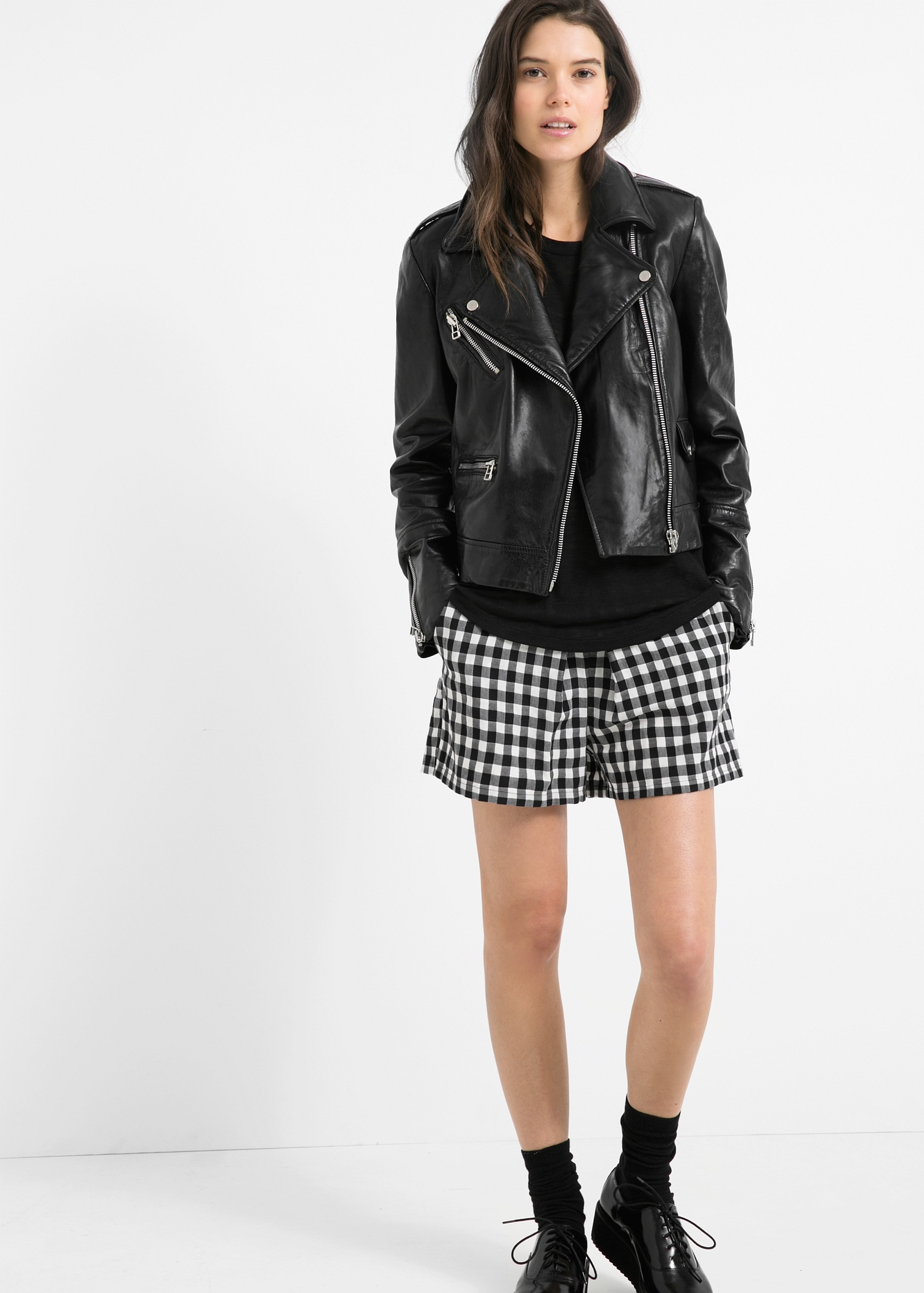 Lyst Mango Leather Biker Jacket In Black Gallery