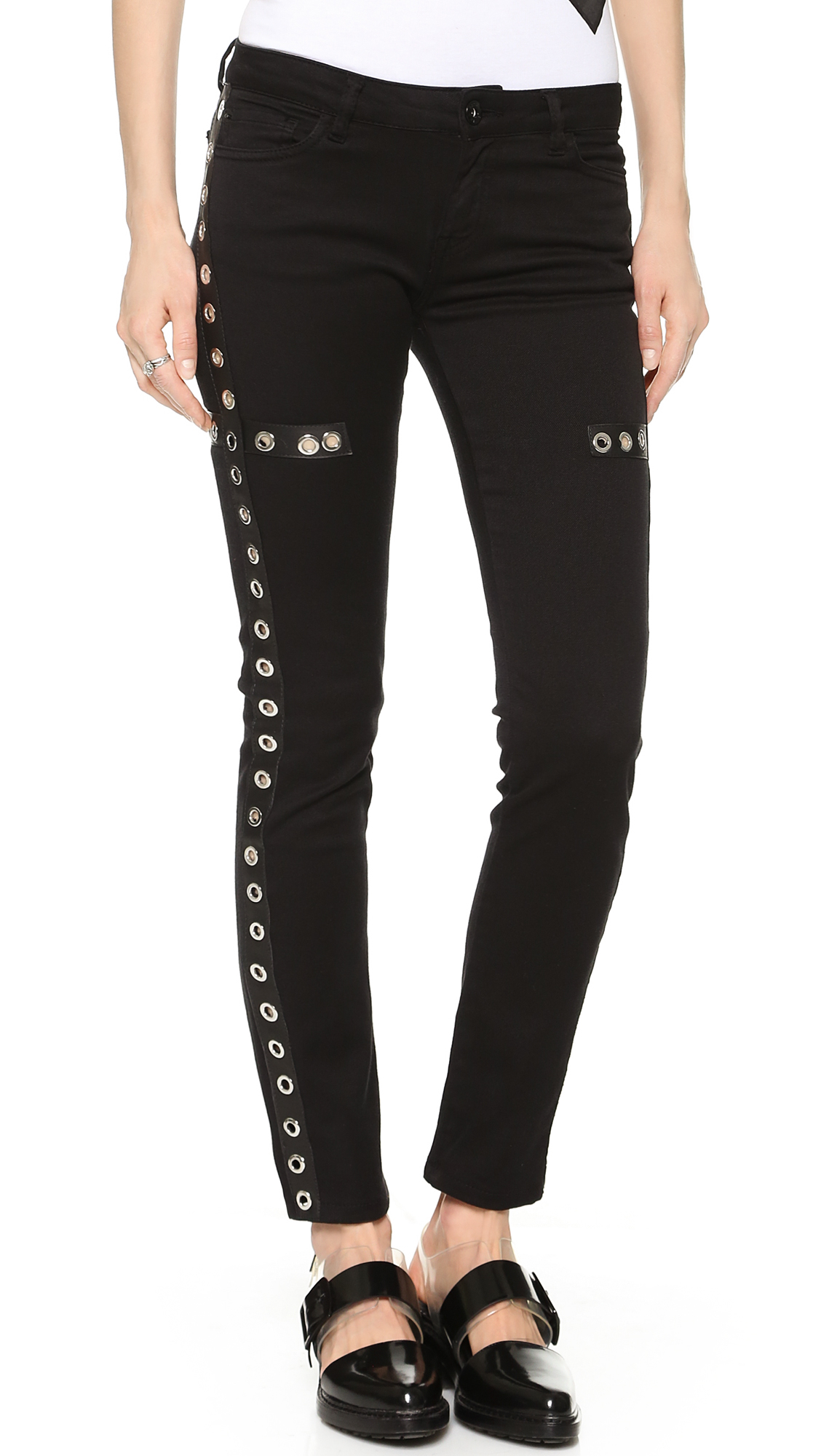 Lyst - Each x Other Fabio Paleari Jeans With Leather & Eyelet - Black ...