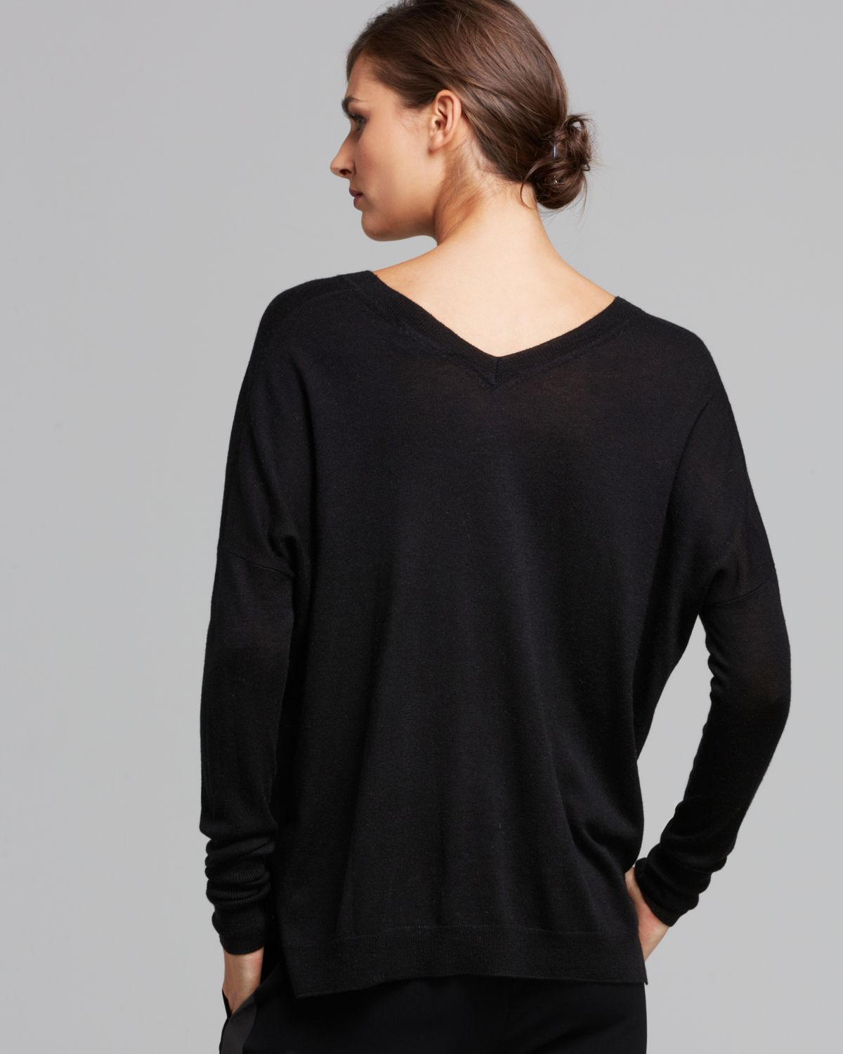 Vince Sweater Double V Silk Cashmere in Black | Lyst