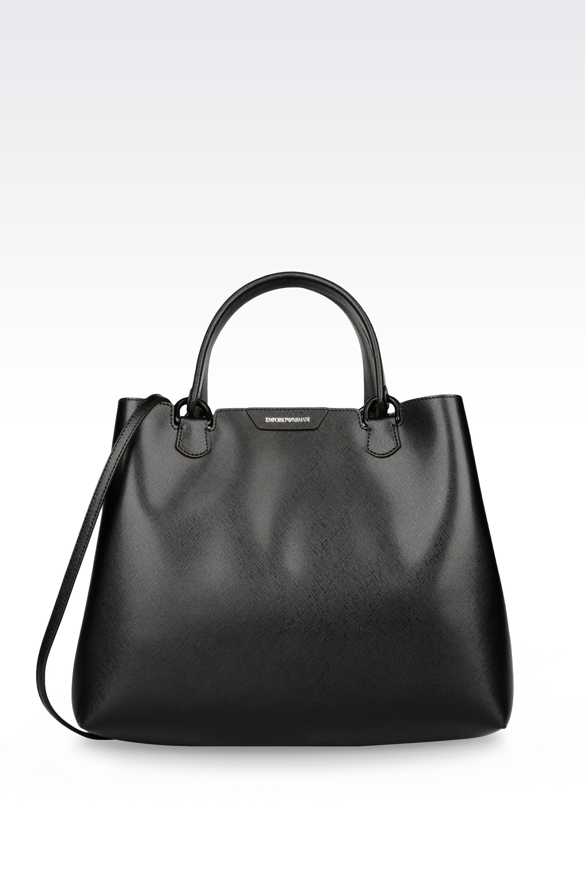 Emporio armani Shopping Bag In Saffiano Calfskin in Black | Lyst