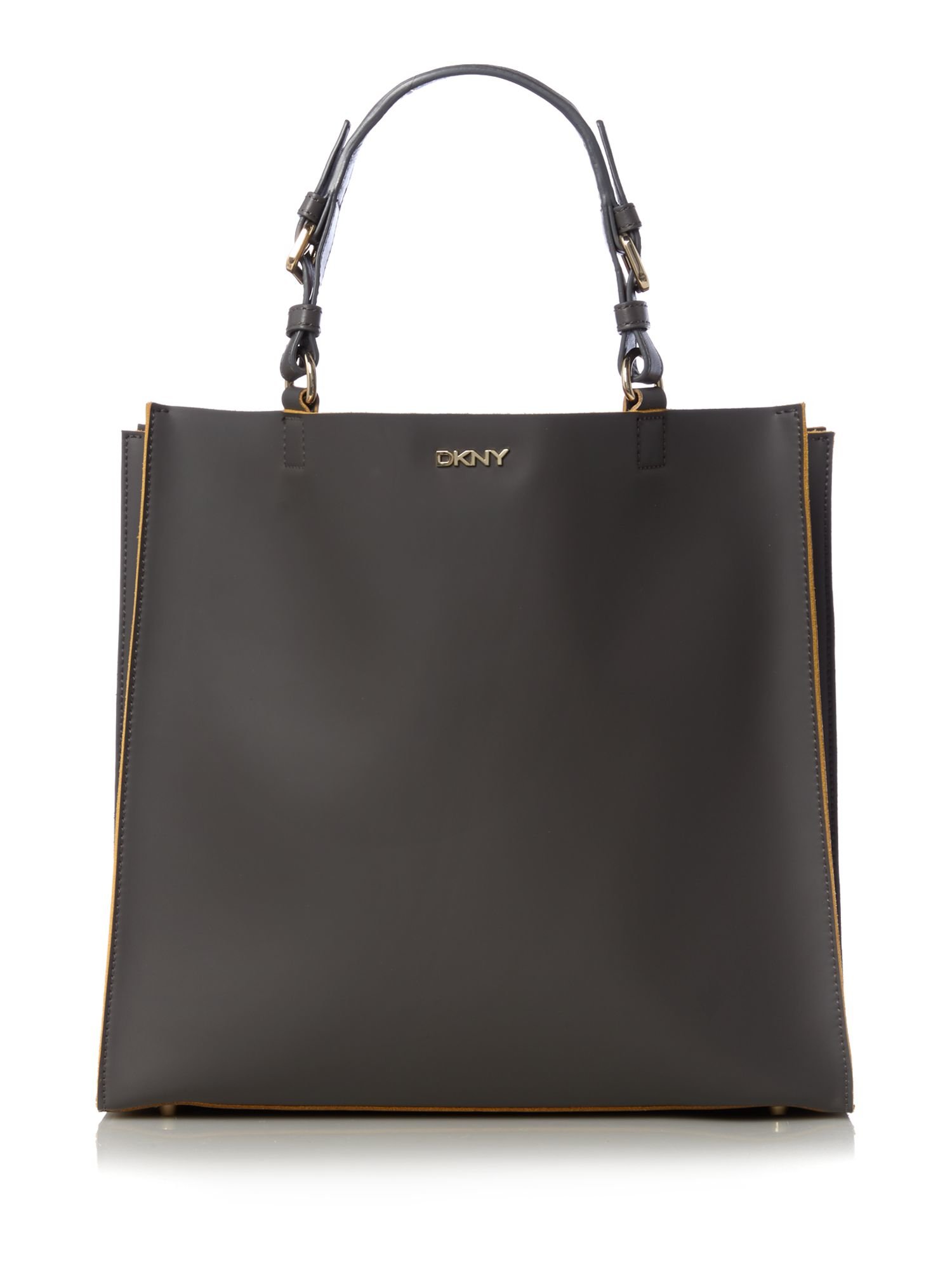 Dkny Rubberised Leather Dark Grey Tote Bag in Gray | Lyst