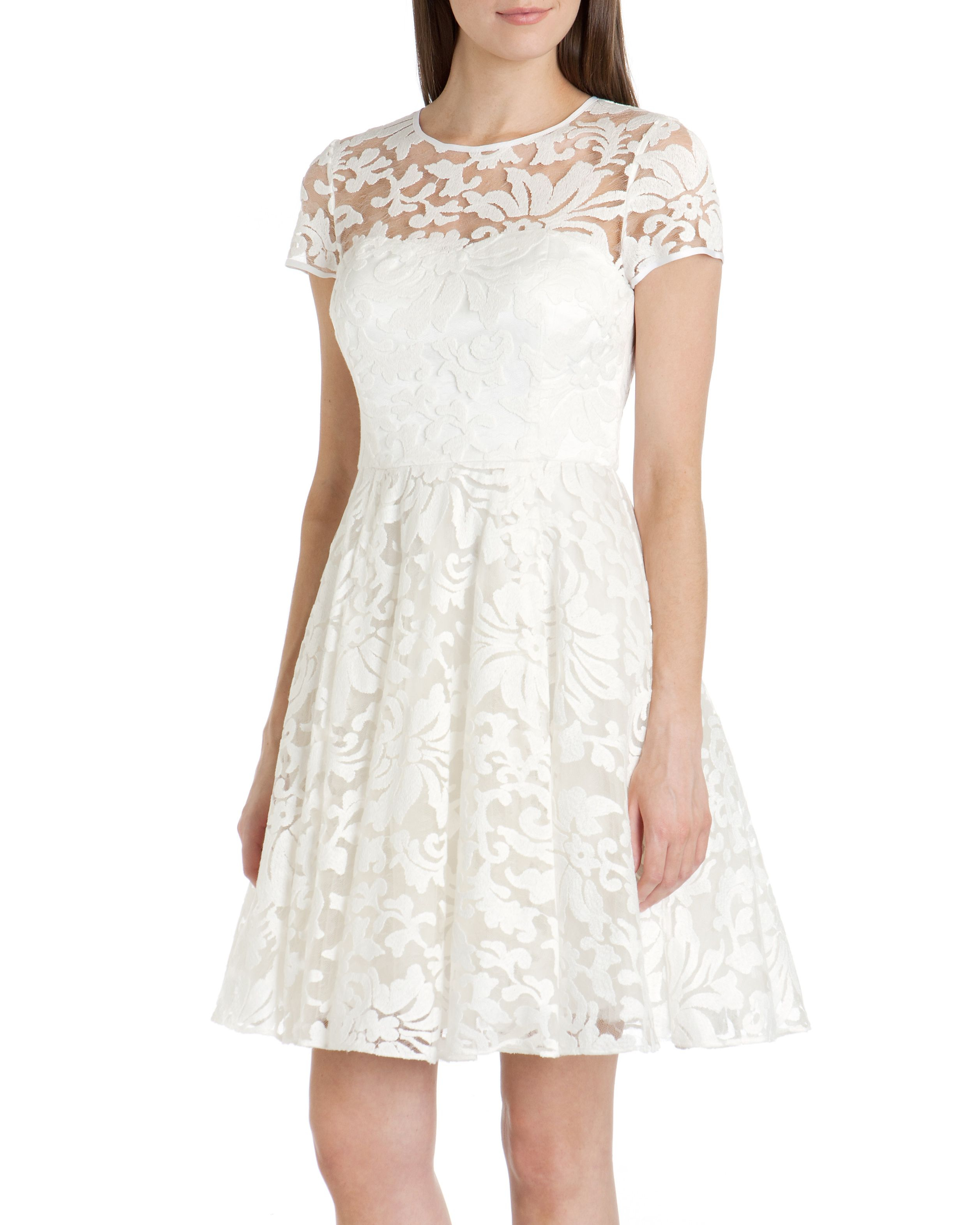 Ted Baker Caree Sheer Floral Dress In White Lyst