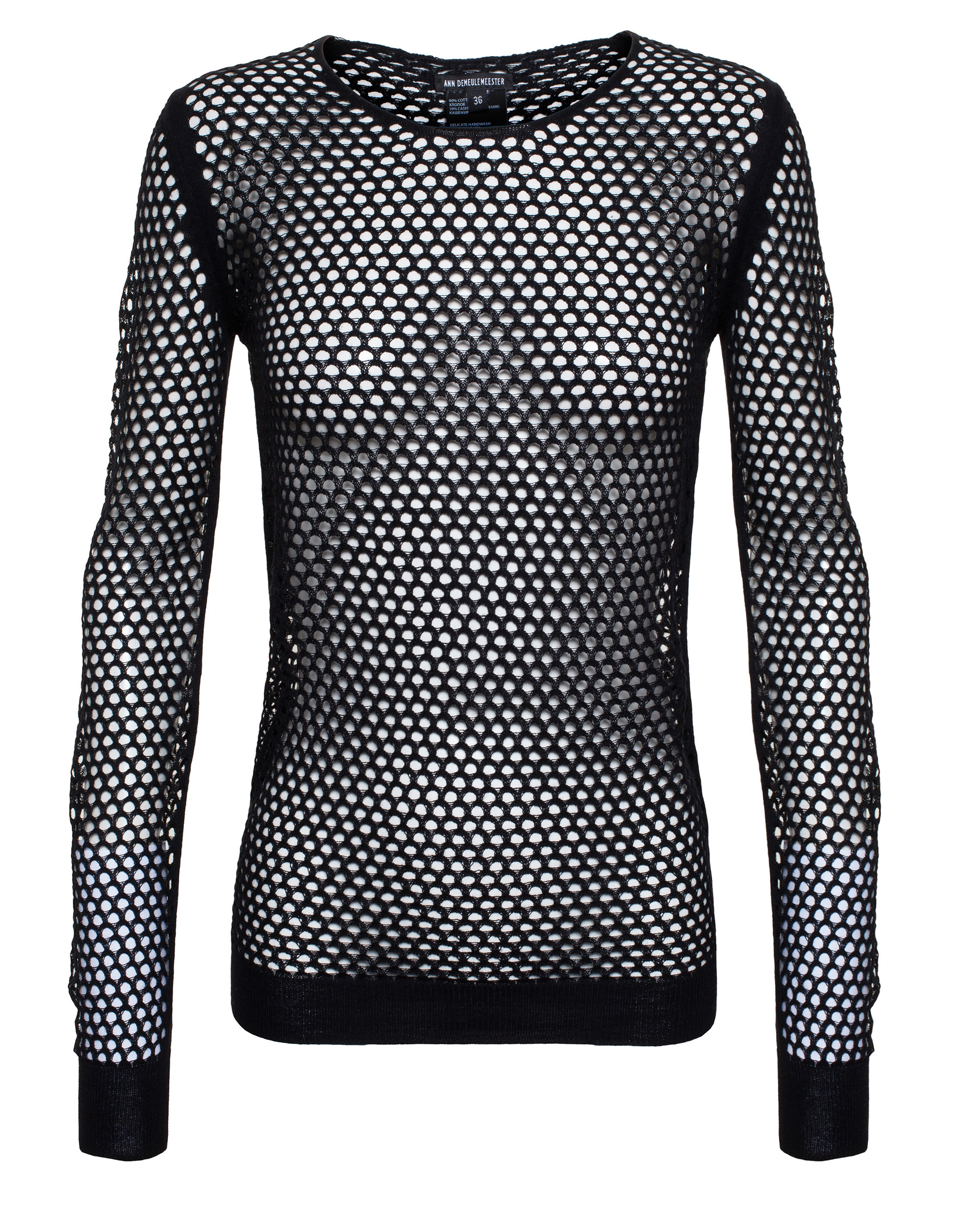 long sleeve black fishnet top