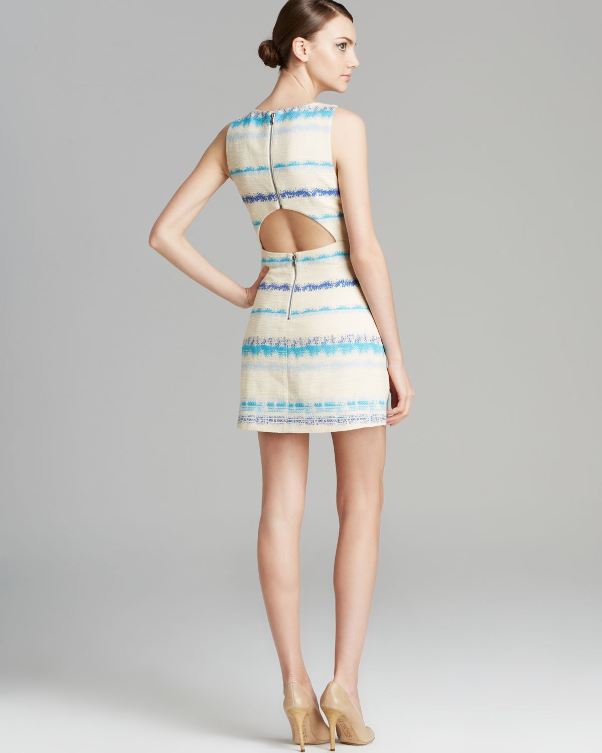 Lyst Alice Olivia Dress Eli Stripe Tweed In Blue Gallery