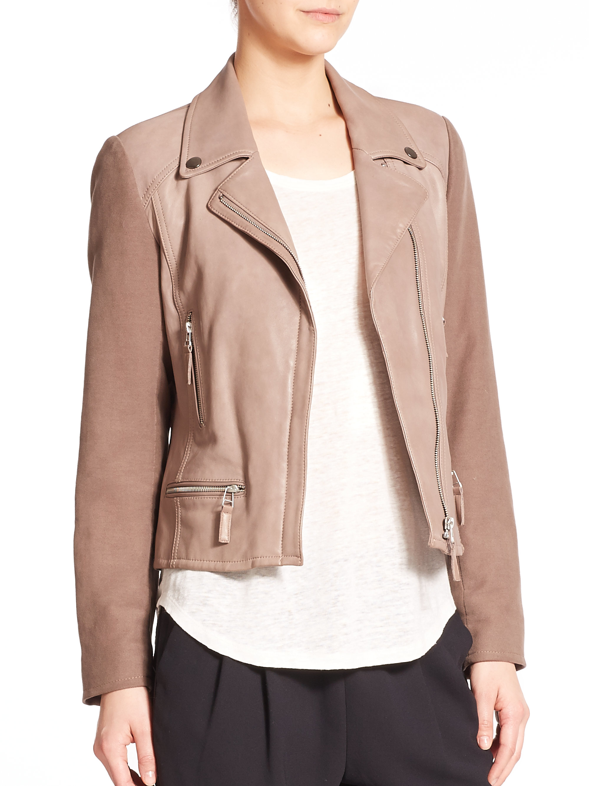 Lyst Joie Seabrooke Mixed A Leather Jacket In Natural Gallery