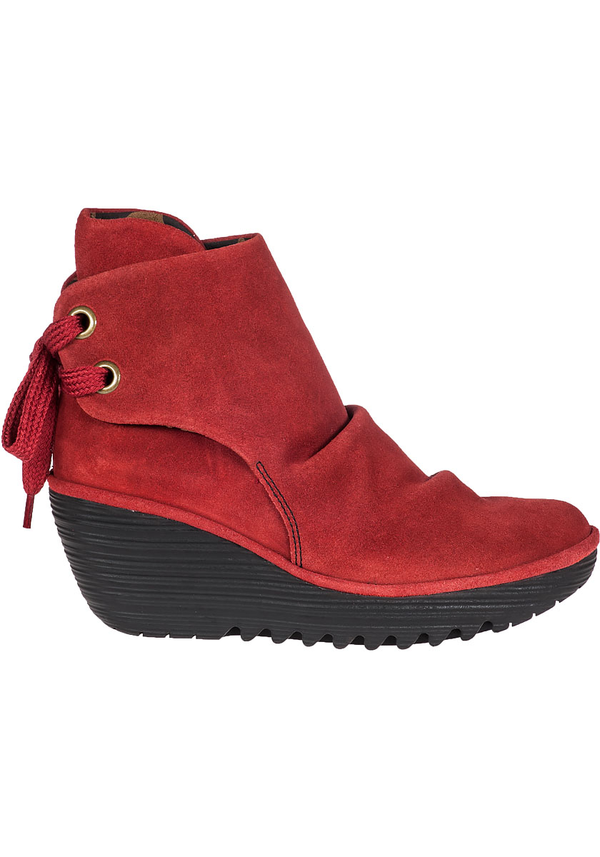 Lyst - Fly London Yama Wedge Boot Red Suede in Red