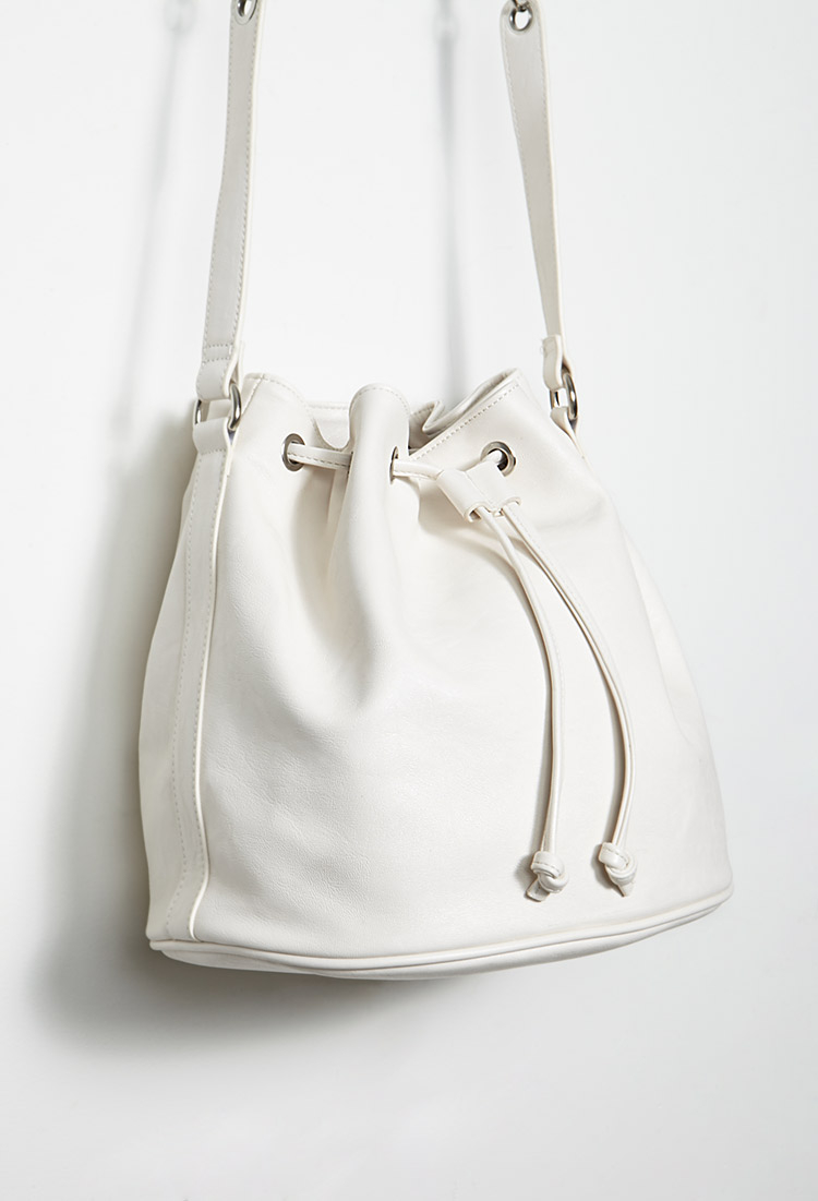 white faux leather bag