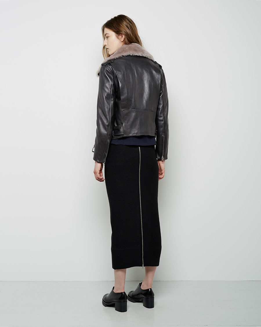 Acne Mape Shearling Leather Jacket In Black Lyst Gallery