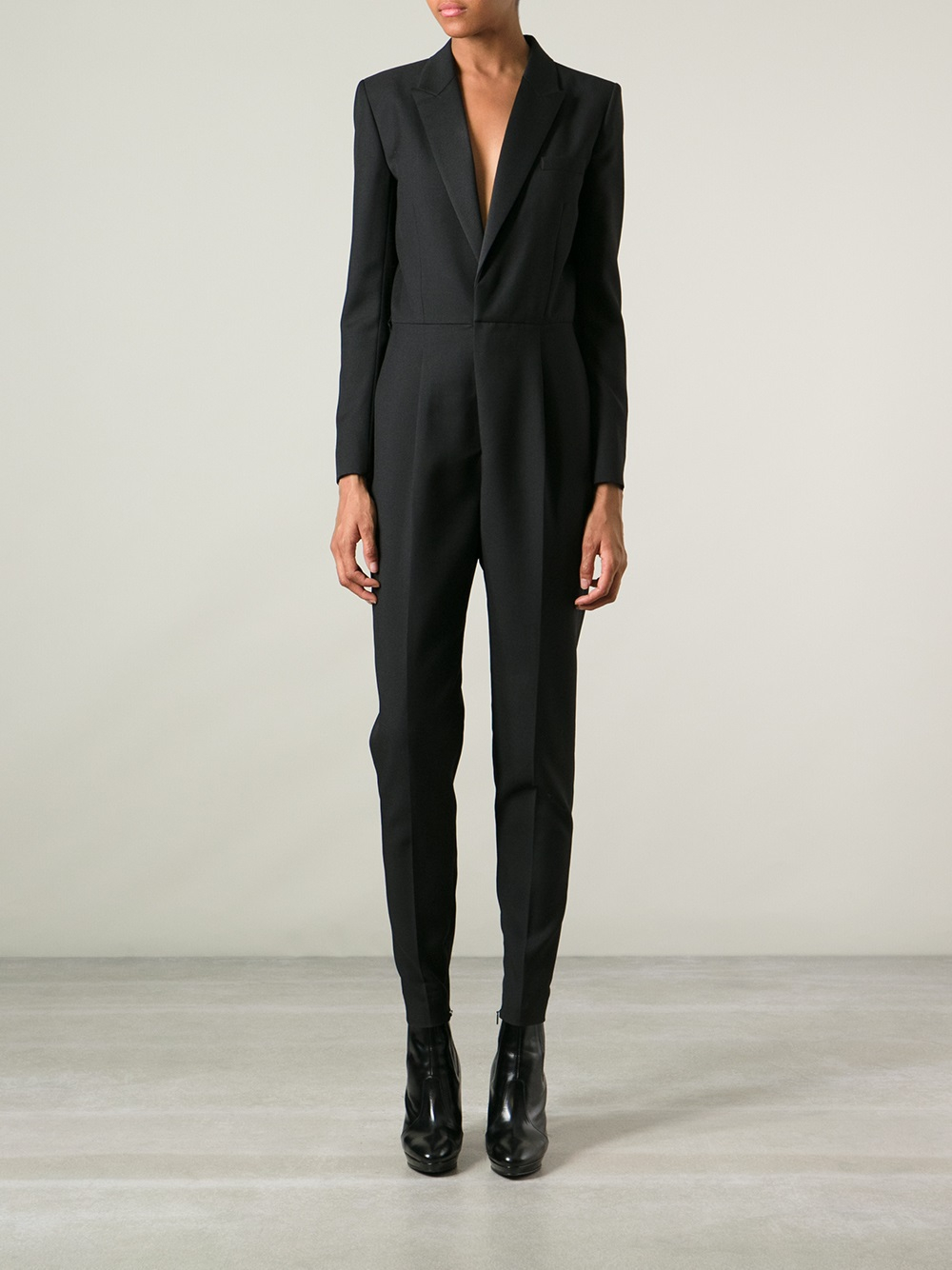 Saint Laurent Tuxedo Style Jumpsuit in Black | Lyst
