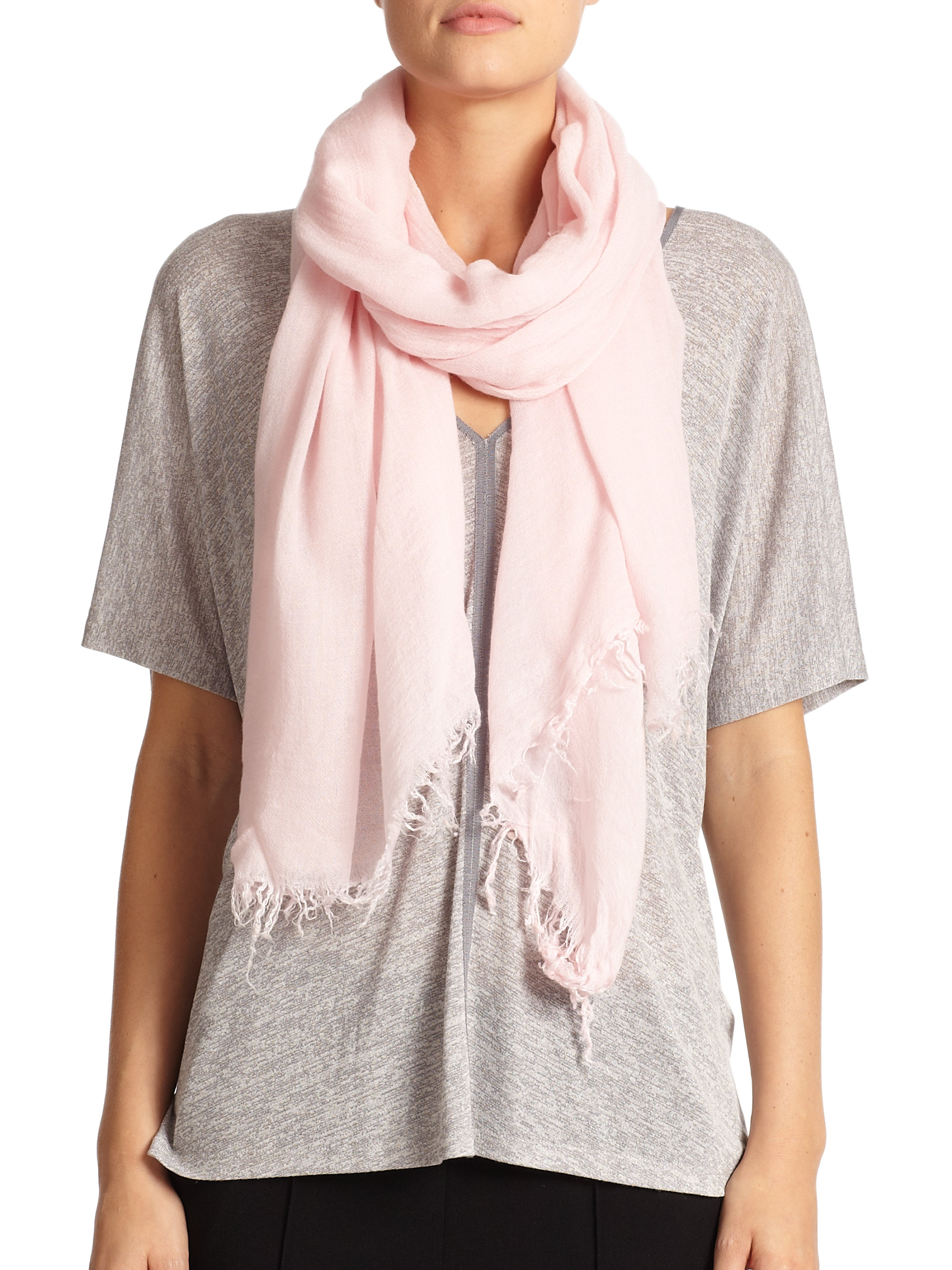 Vince Solid Fringed Scarf in Pink Lyst