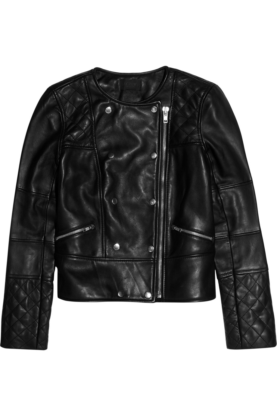 J.crew Collection Quilted Leather Biker Jacket in Black | Lyst