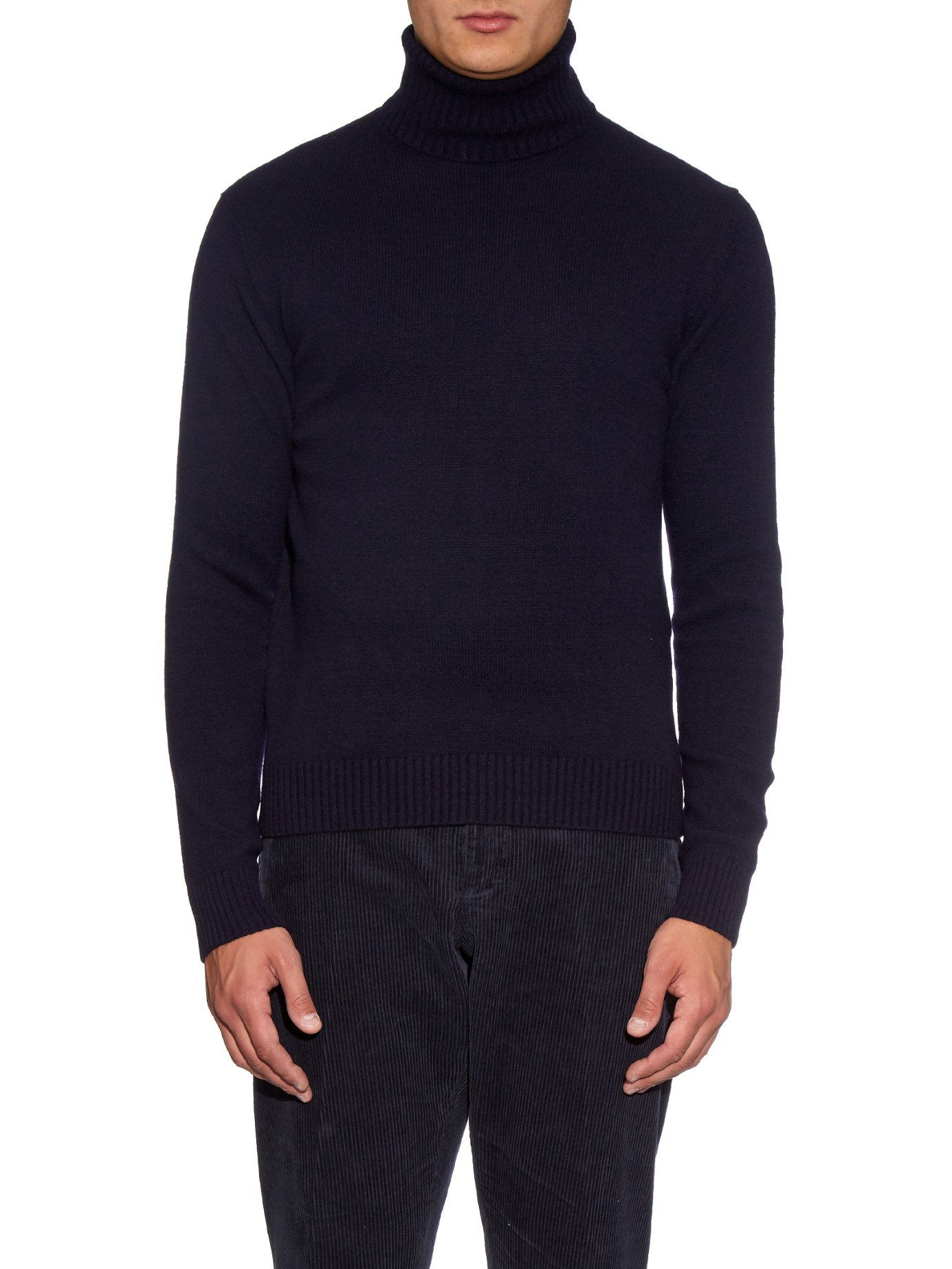 Ami Roll-neck Wool-knit Sweater in Blue for Men Lyst