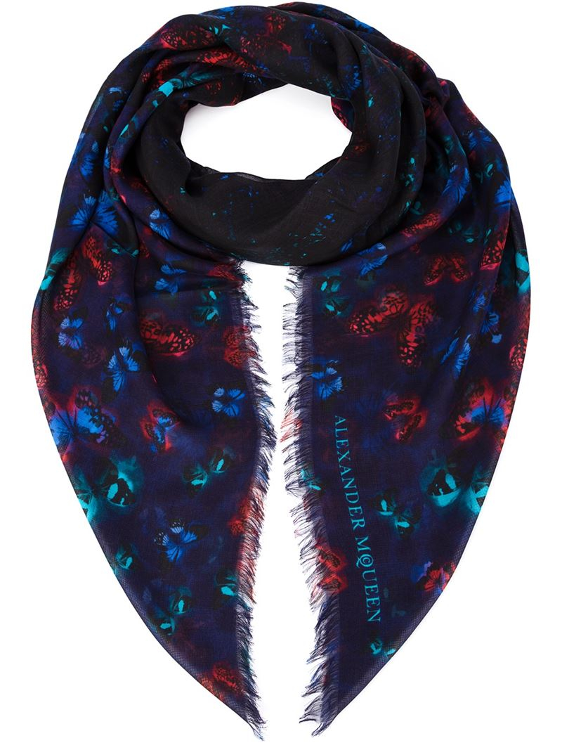 Lyst Alexander mcqueen Butterfly Print Scarf in Black