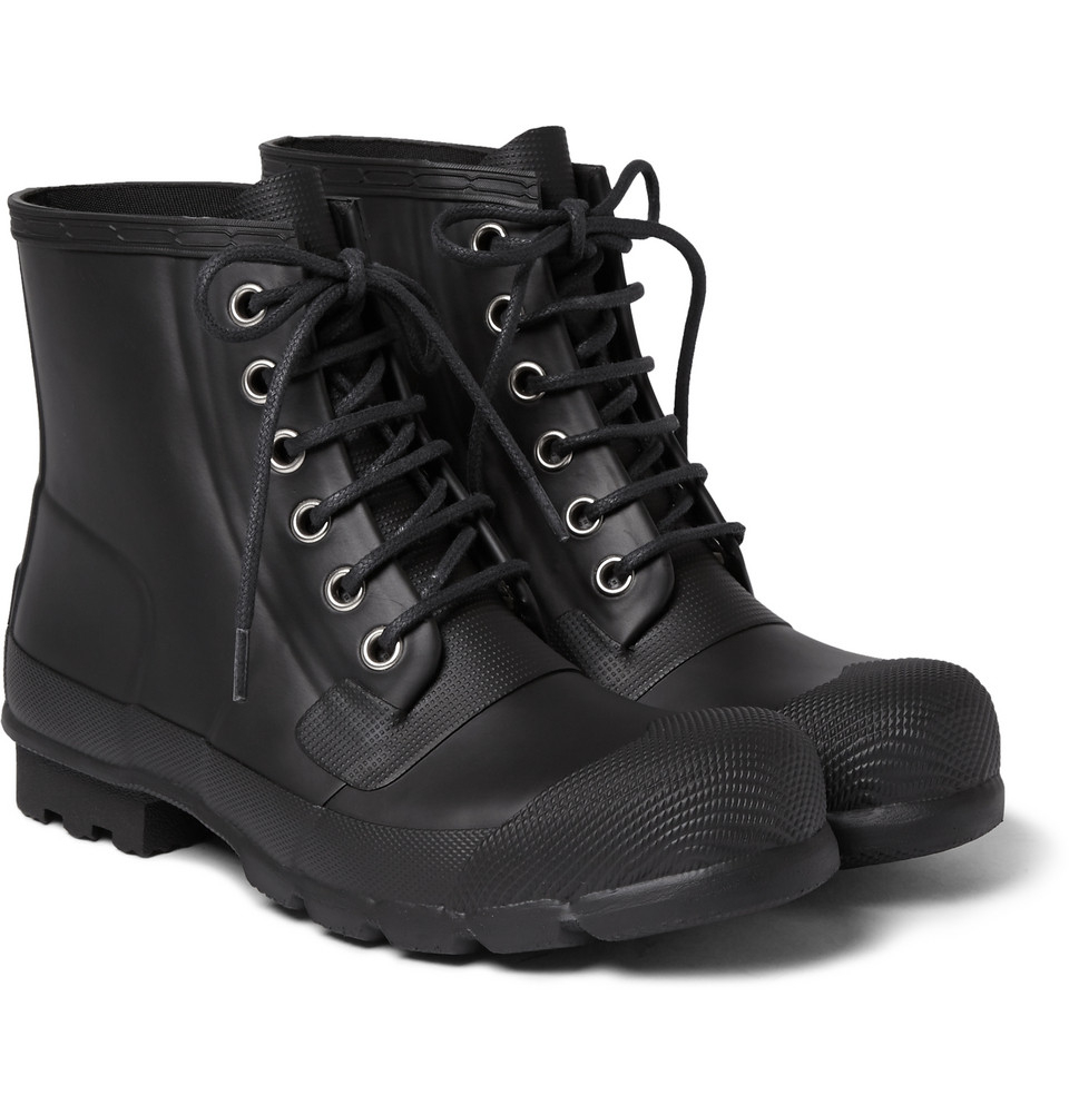 Hunter Lace-up Rubber Boots in Black for Men | Lyst