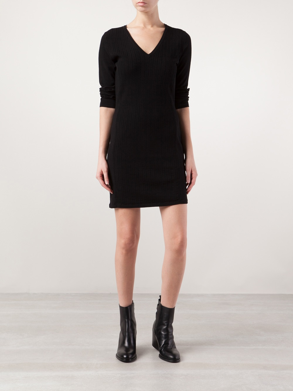 Lyst - Rag & Bone Fitted Sweater Dress in Black